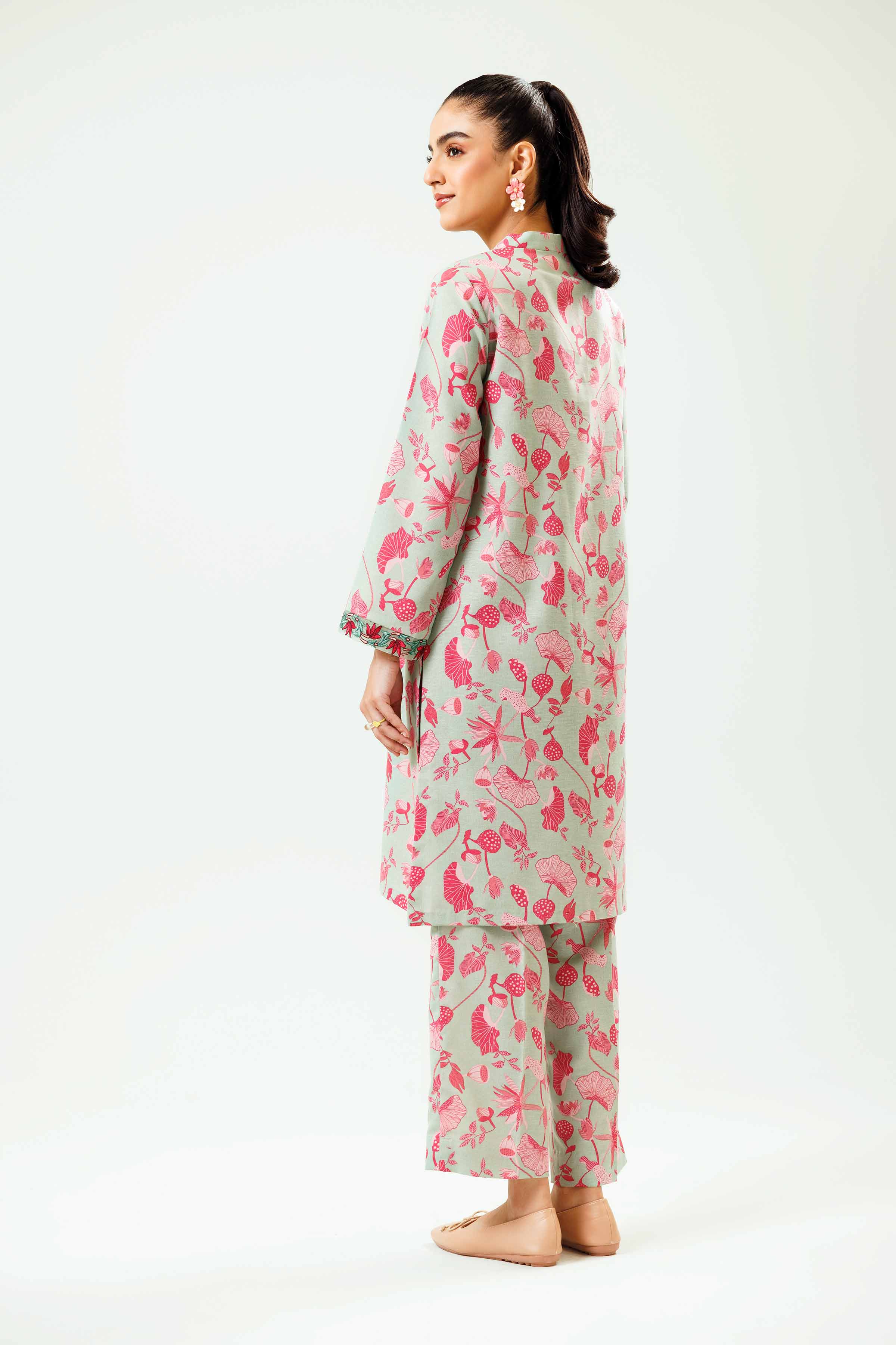 2 Piece - Printed Embroidered Suit - PW24-227 - Image 3