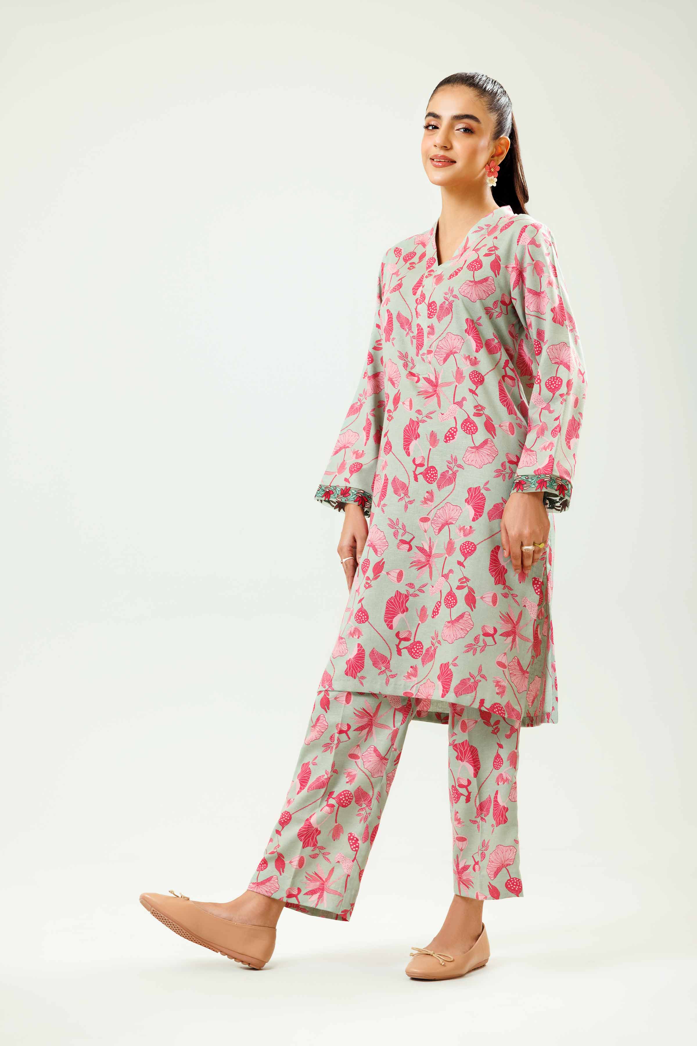 2 Piece - Printed Embroidered Suit - PW24-227 - Image 5