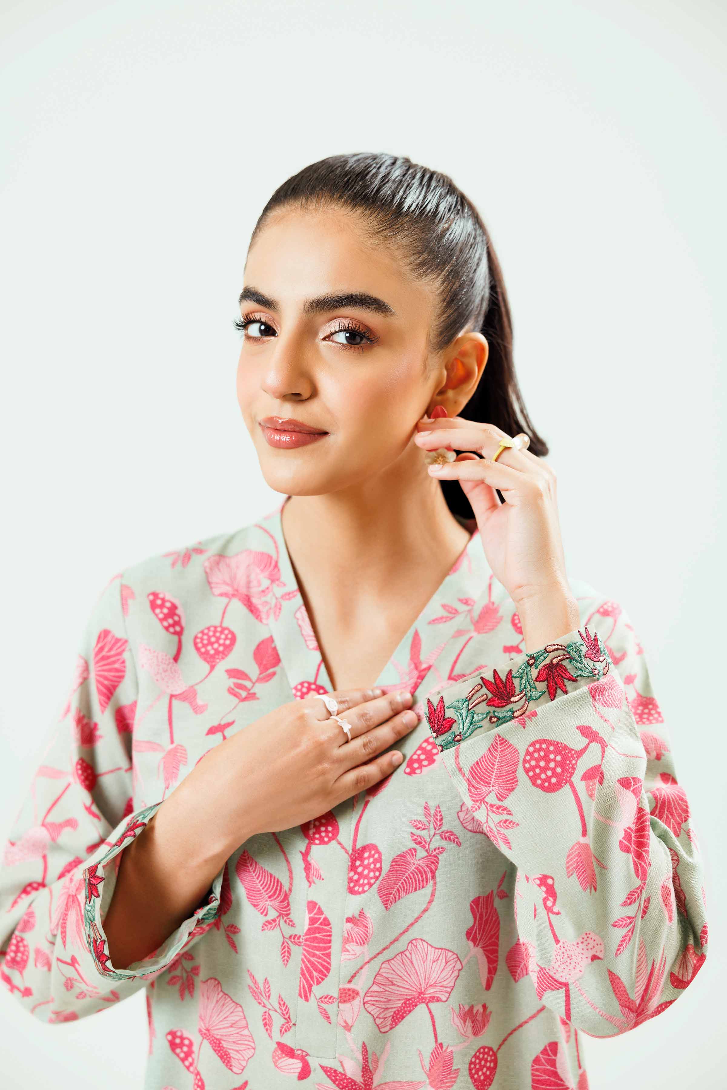 2 Piece - Printed Embroidered Suit - PW24-227 - Image 6