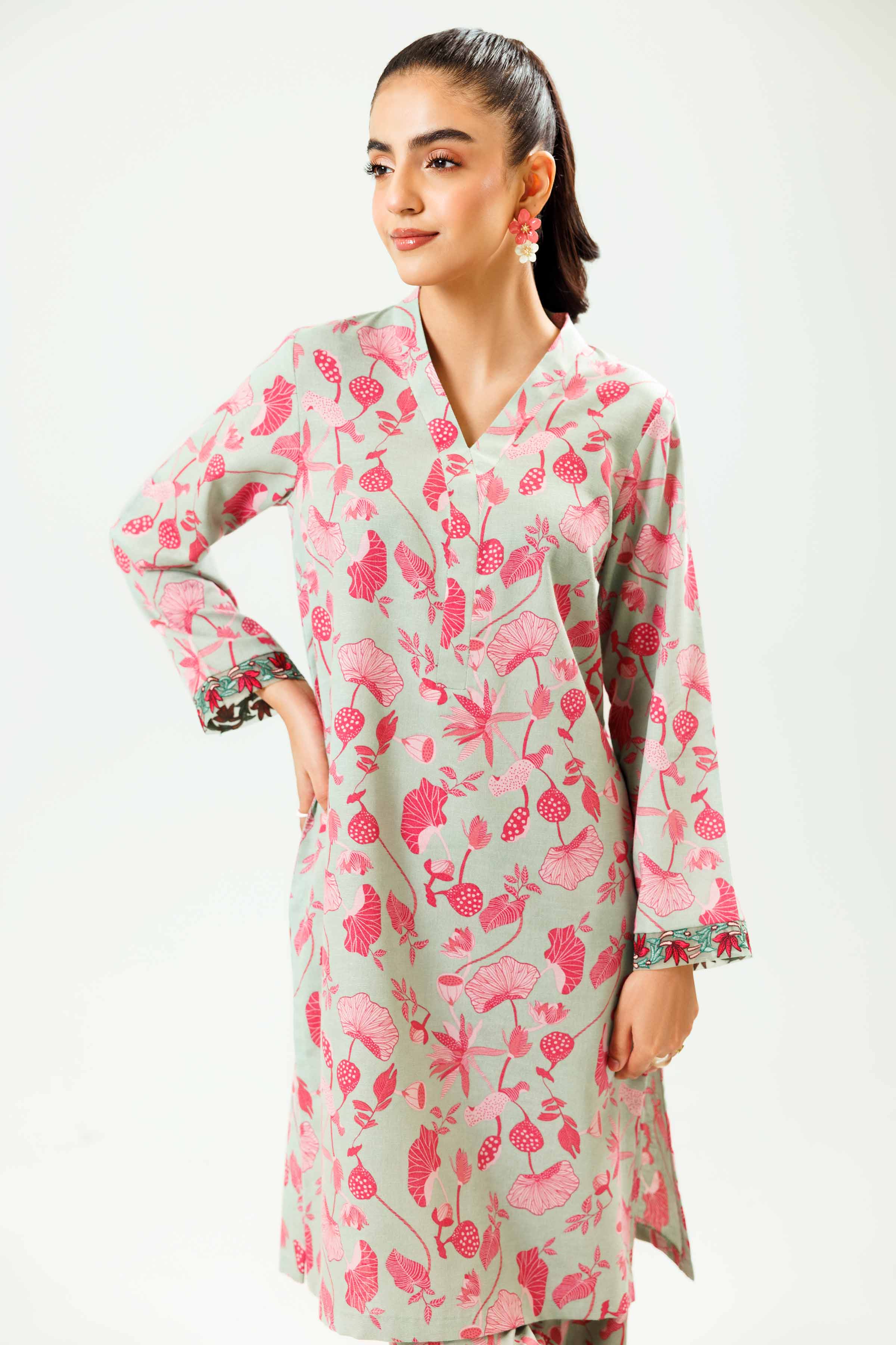 2 Piece - Printed Embroidered Suit - PW24-227 - Image 8