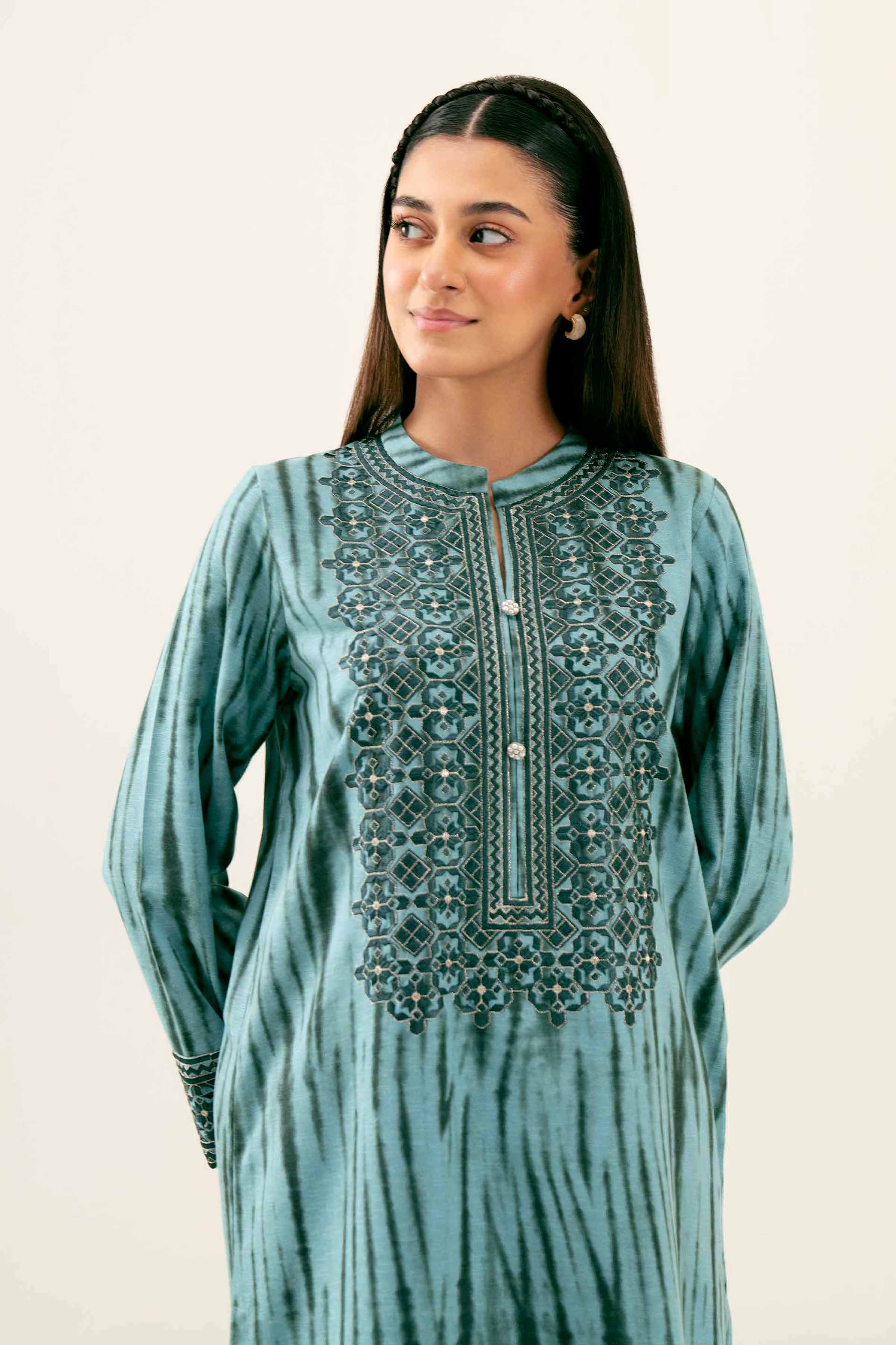 2 Piece - Printed Embroidered Suit - PW24-236 - Image 2