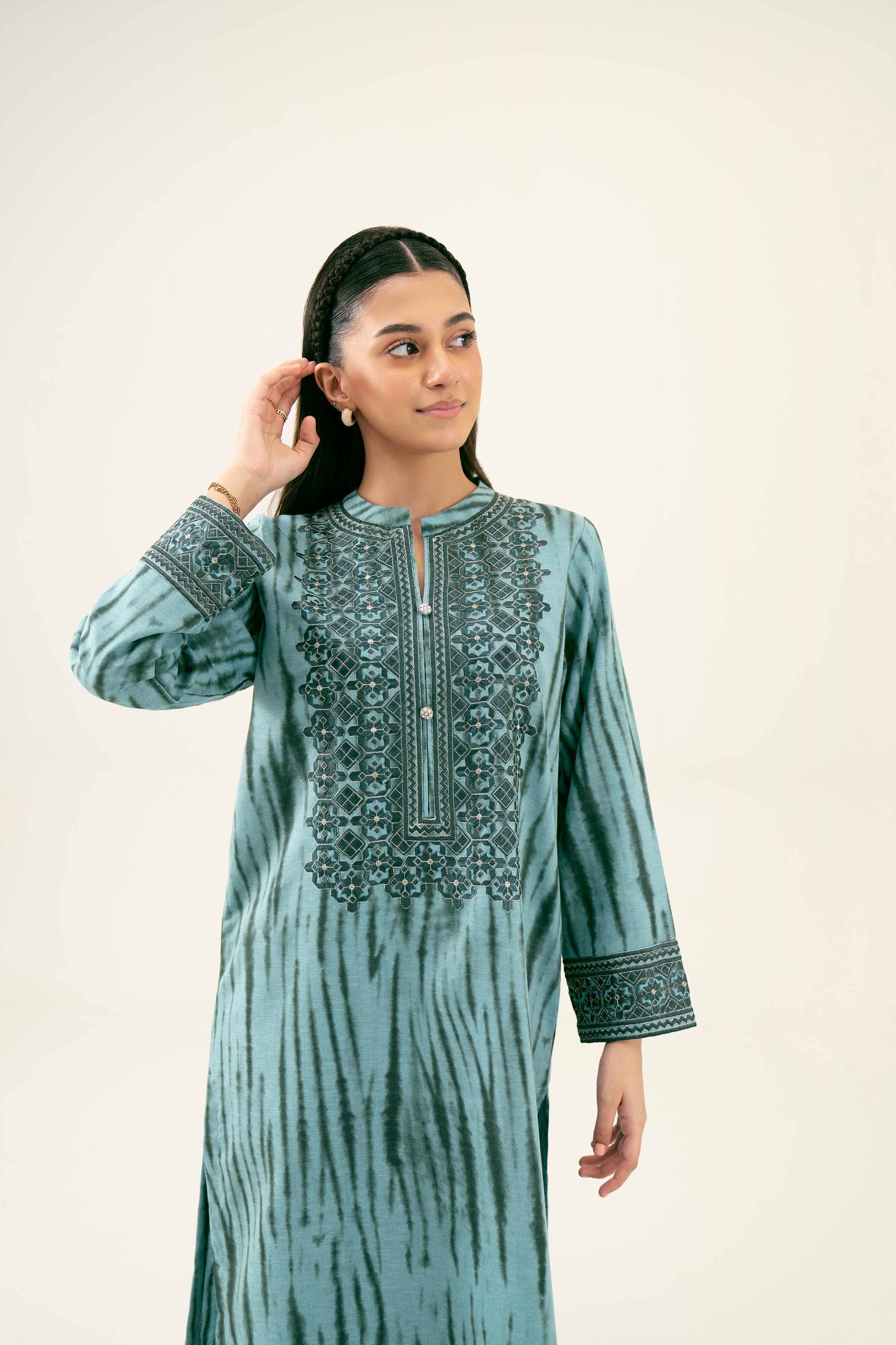2 Piece - Printed Embroidered Suit - PW24-236 - Image 6