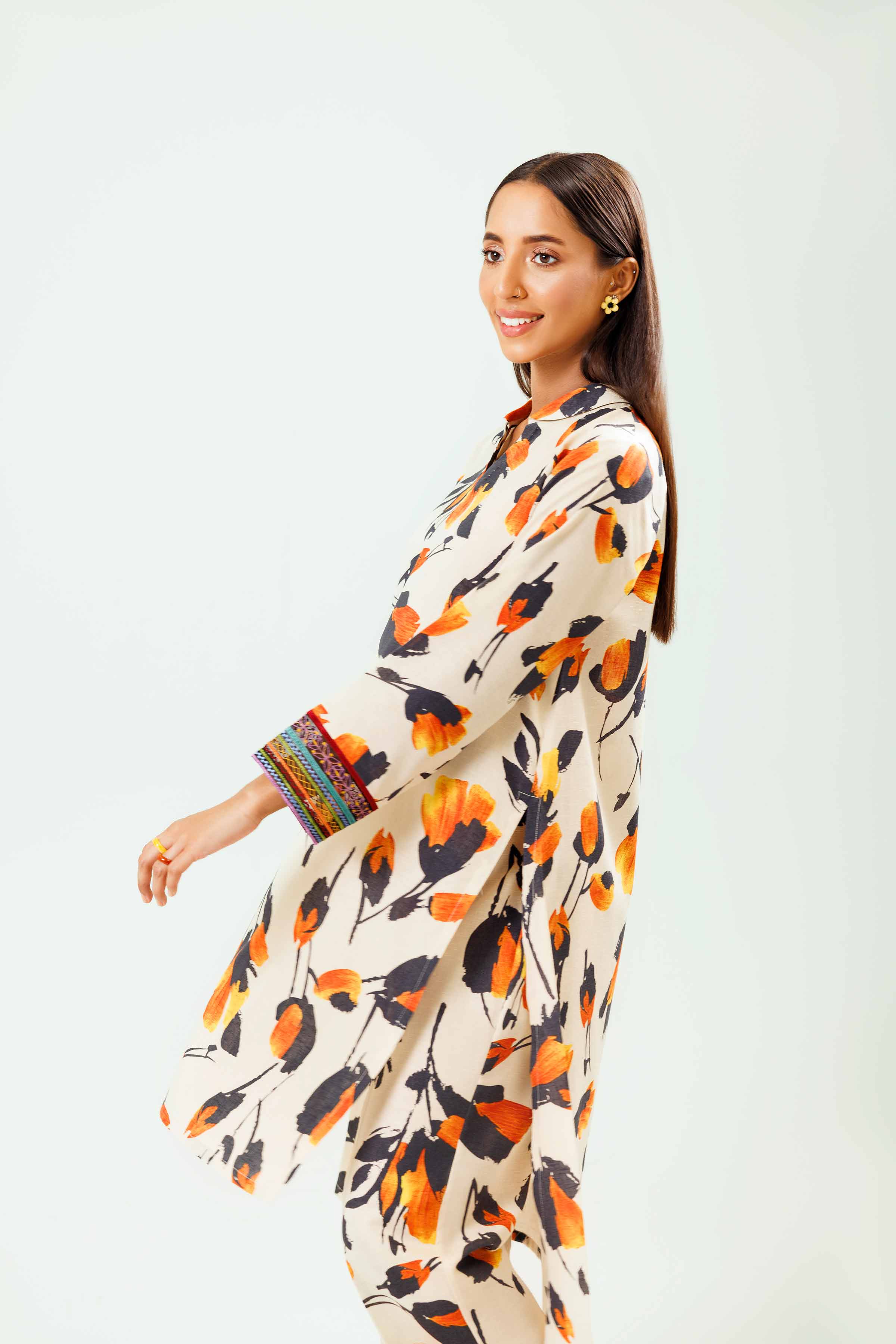 2 Piece - Printed Embroidered Suit - PW24-242 - Image 8