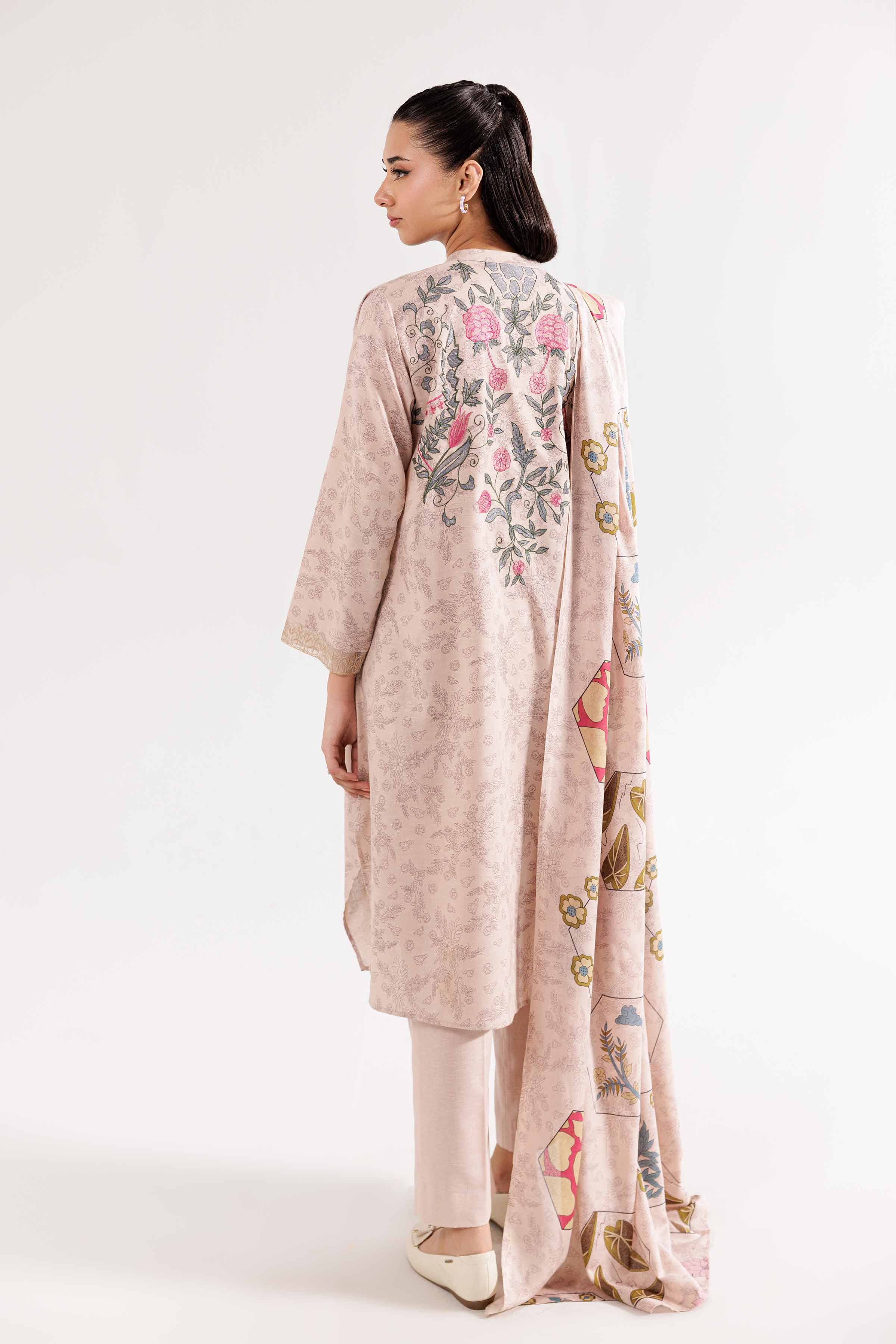 3 Piece - Printed Embroidered Suit - PW24-243 - Image 3