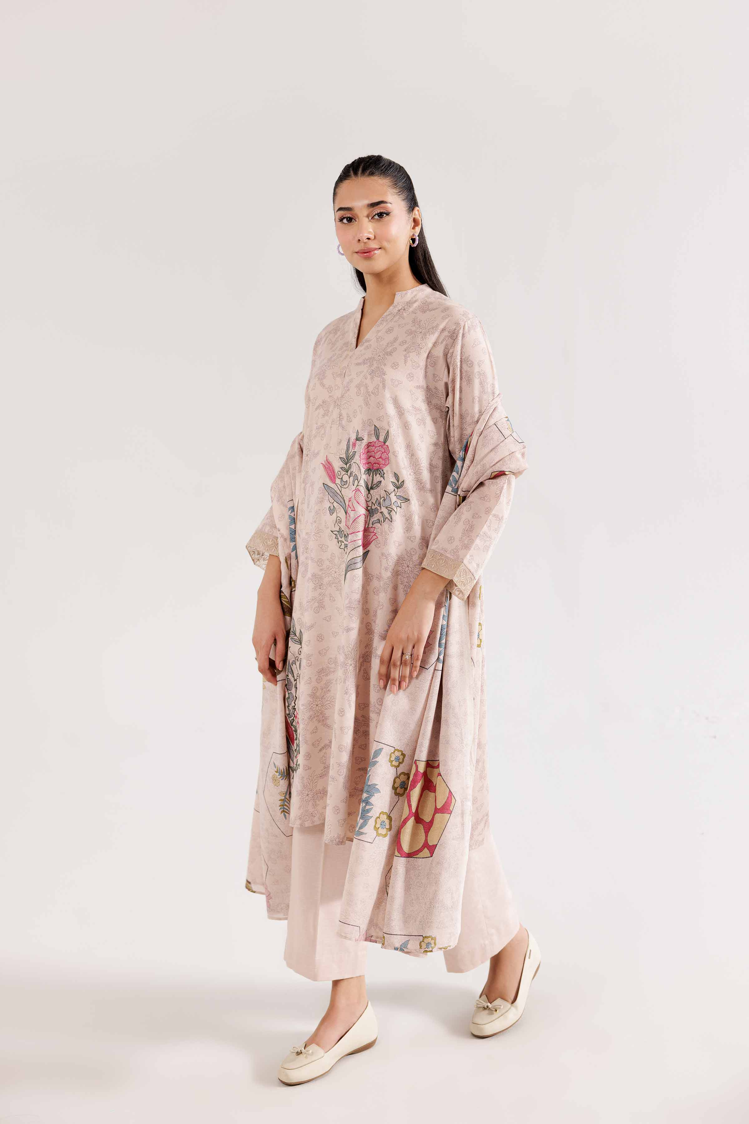 3 Piece - Printed Embroidered Suit - PW24-243 - Image 5