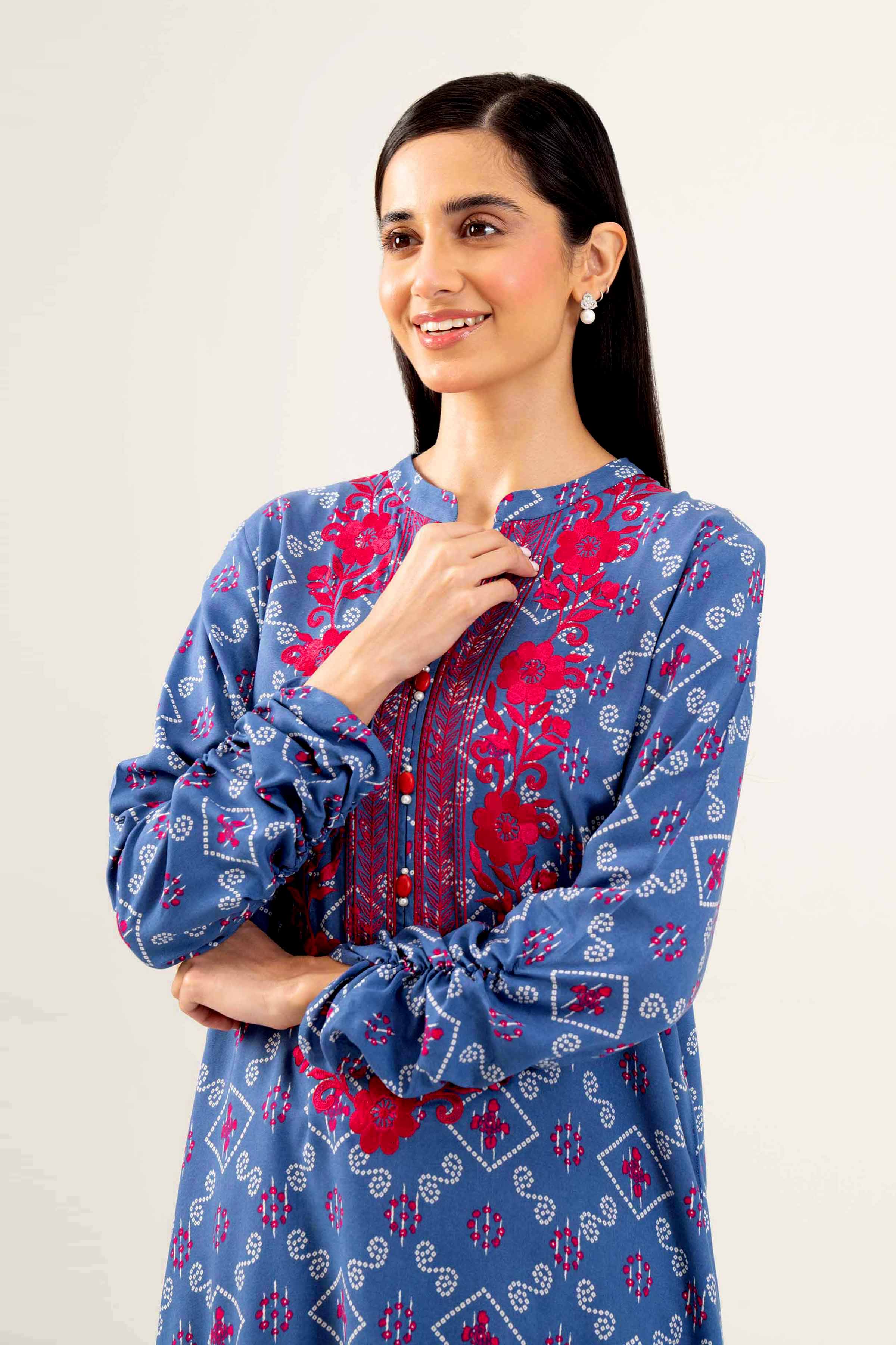 2 Piece - Printed Embroidered Suit - PW24-262 - Image 2