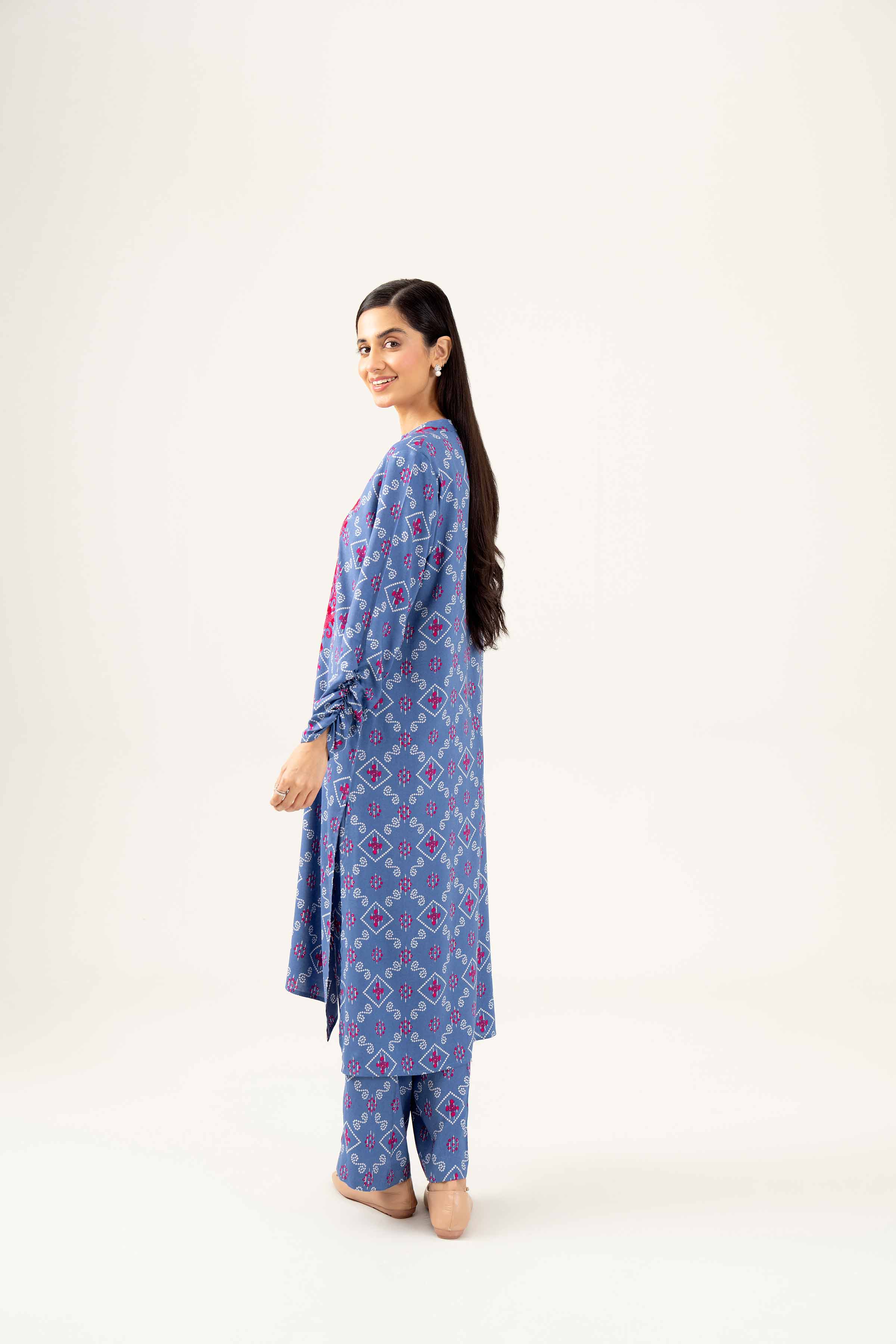 2 Piece - Printed Embroidered Suit - PW24-262 - Image 3