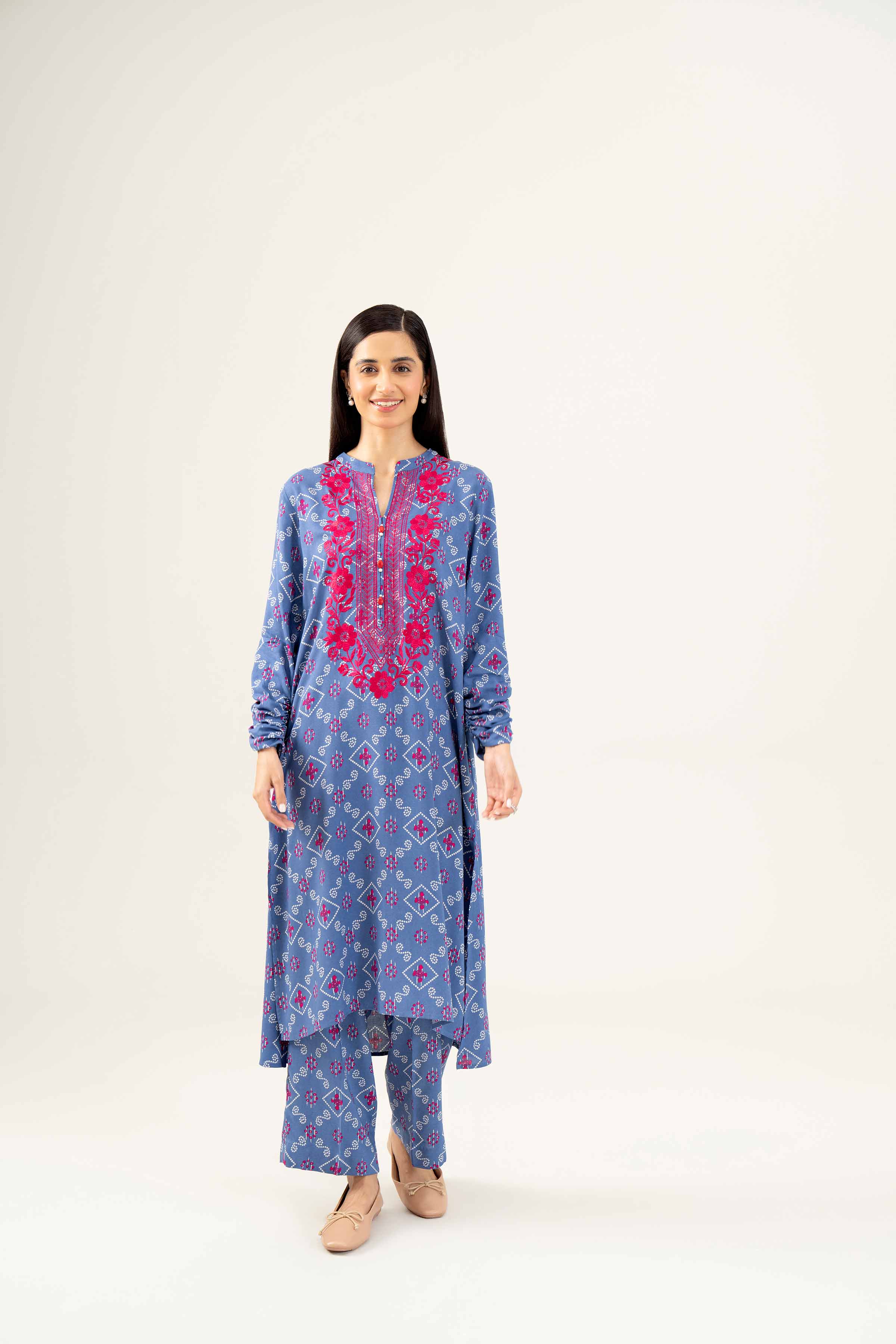 2 Piece - Printed Embroidered Suit - PW24-262 - Image 4