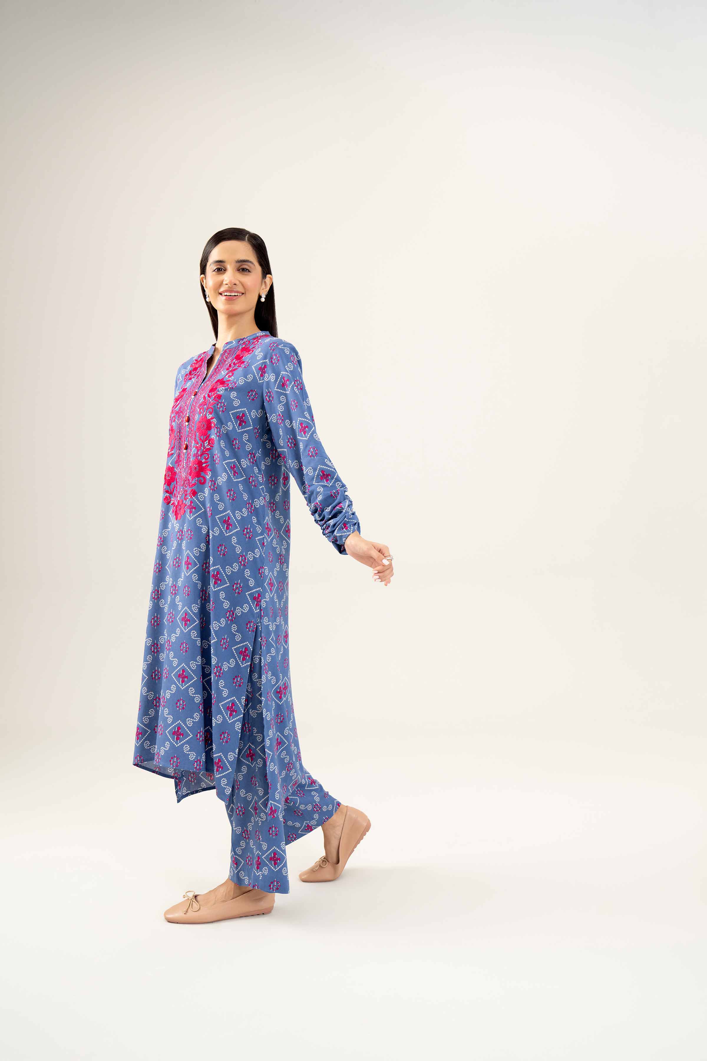 2 Piece - Printed Embroidered Suit - PW24-262 - Image 5