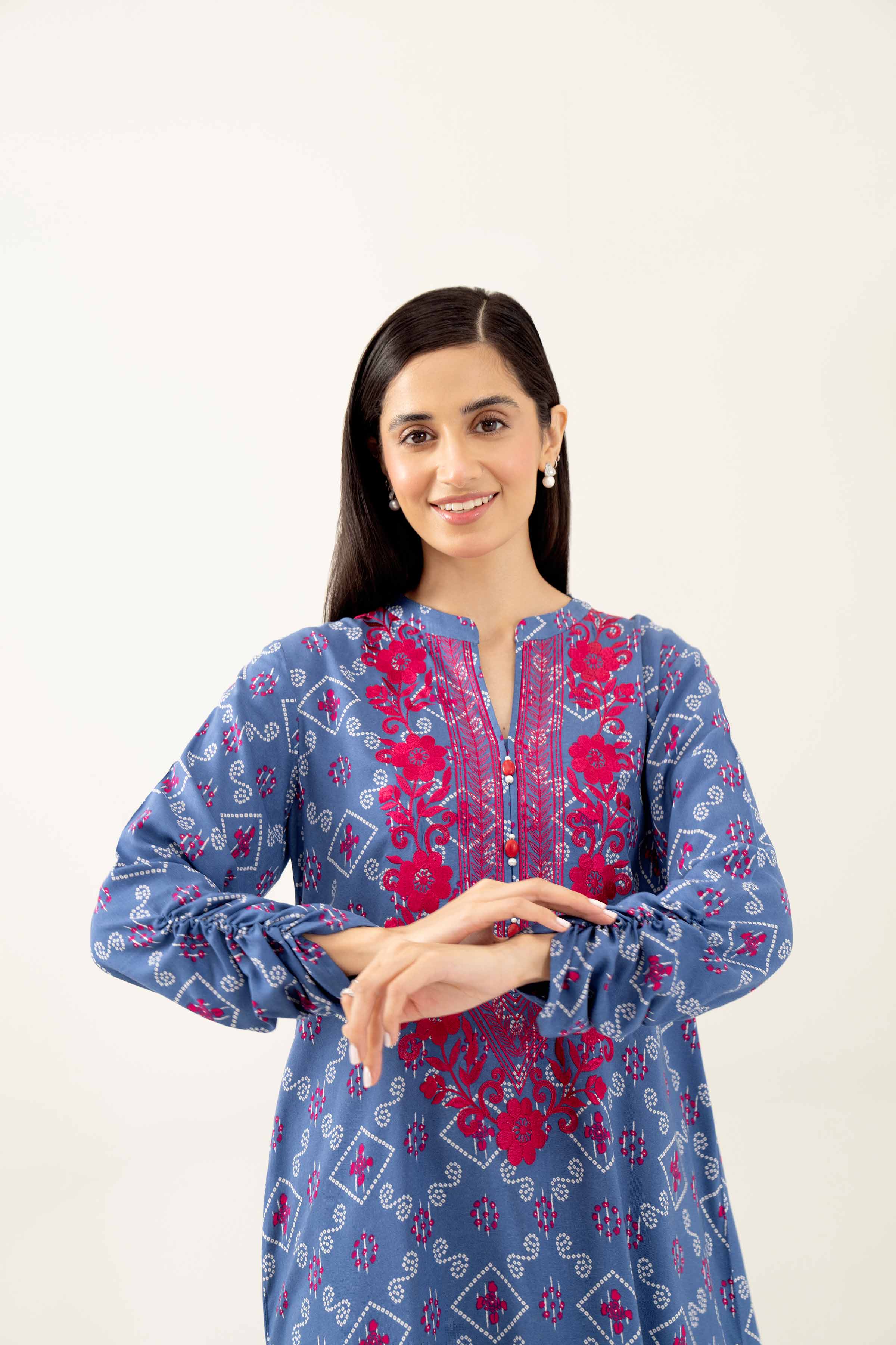 2 Piece - Printed Embroidered Suit - PW24-262 - Image 6