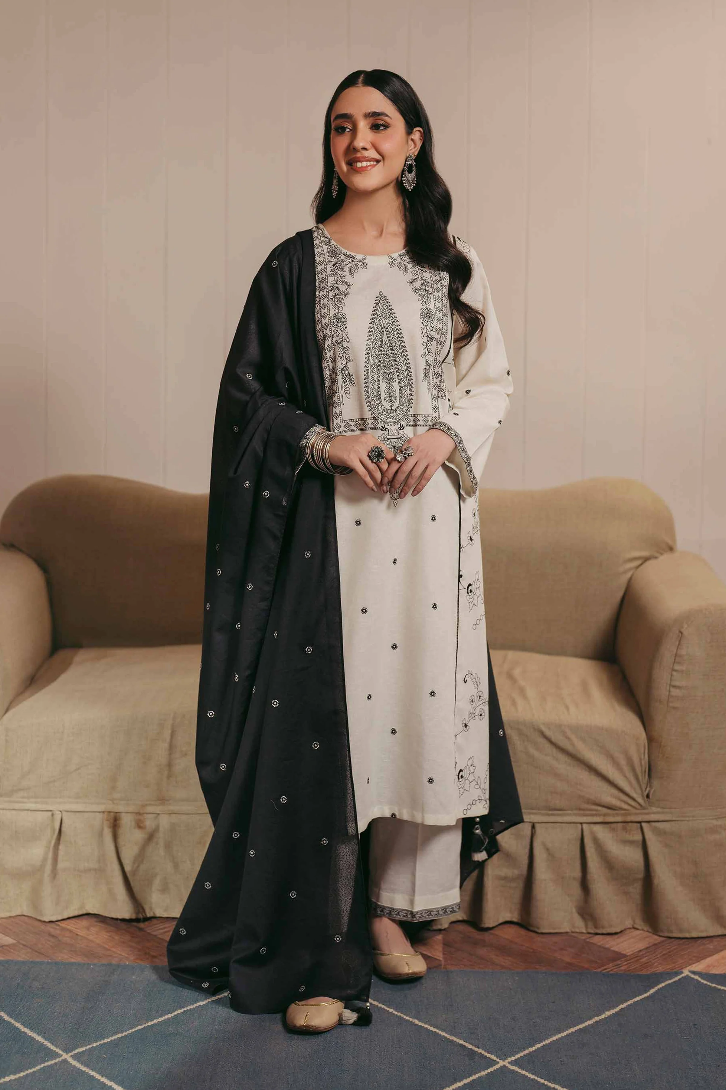 3 Piece - Embroidered Suit - PW24-263 - Image 2