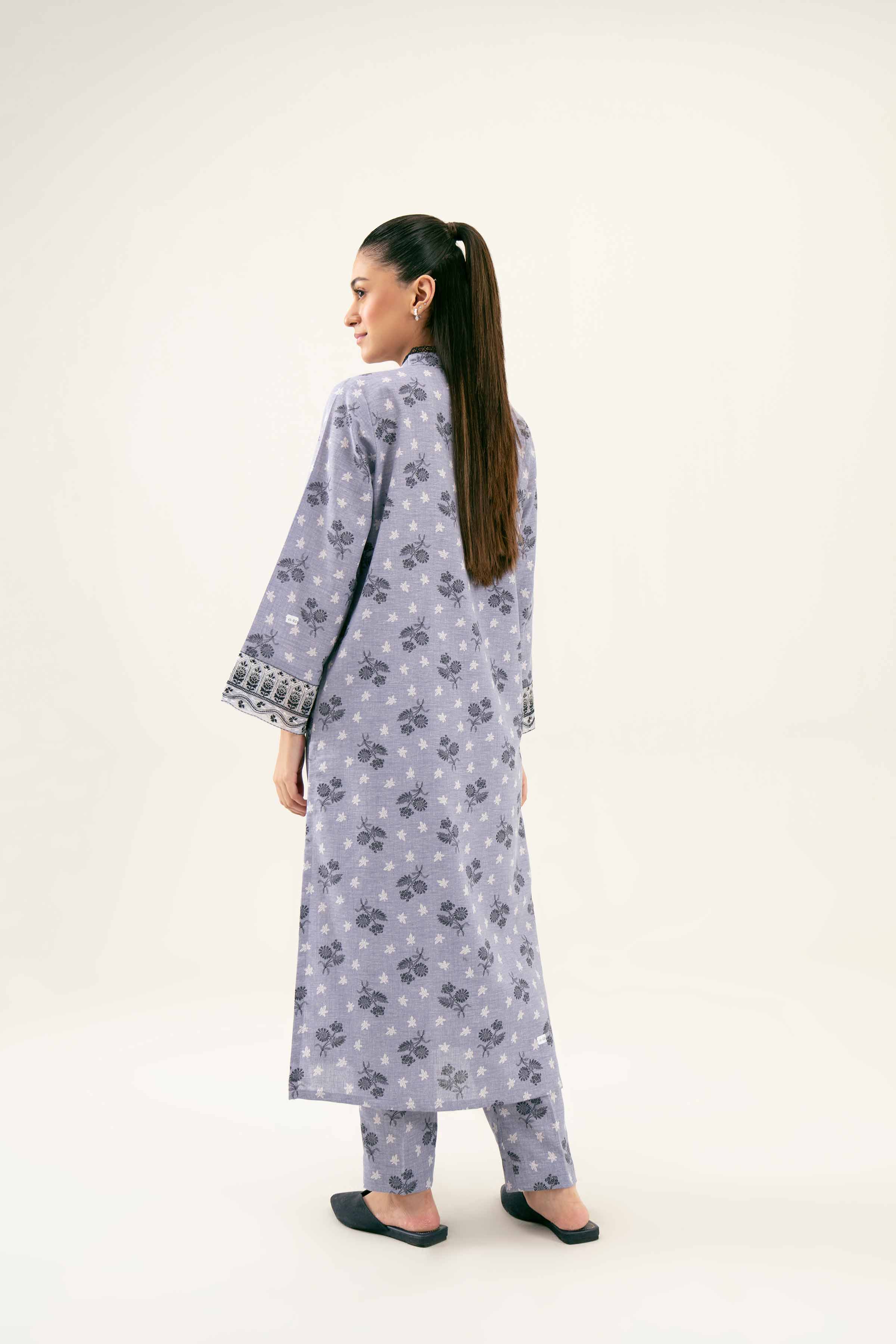 2 Piece - Printed Embroidered Suit - PW24-279 - Image 3