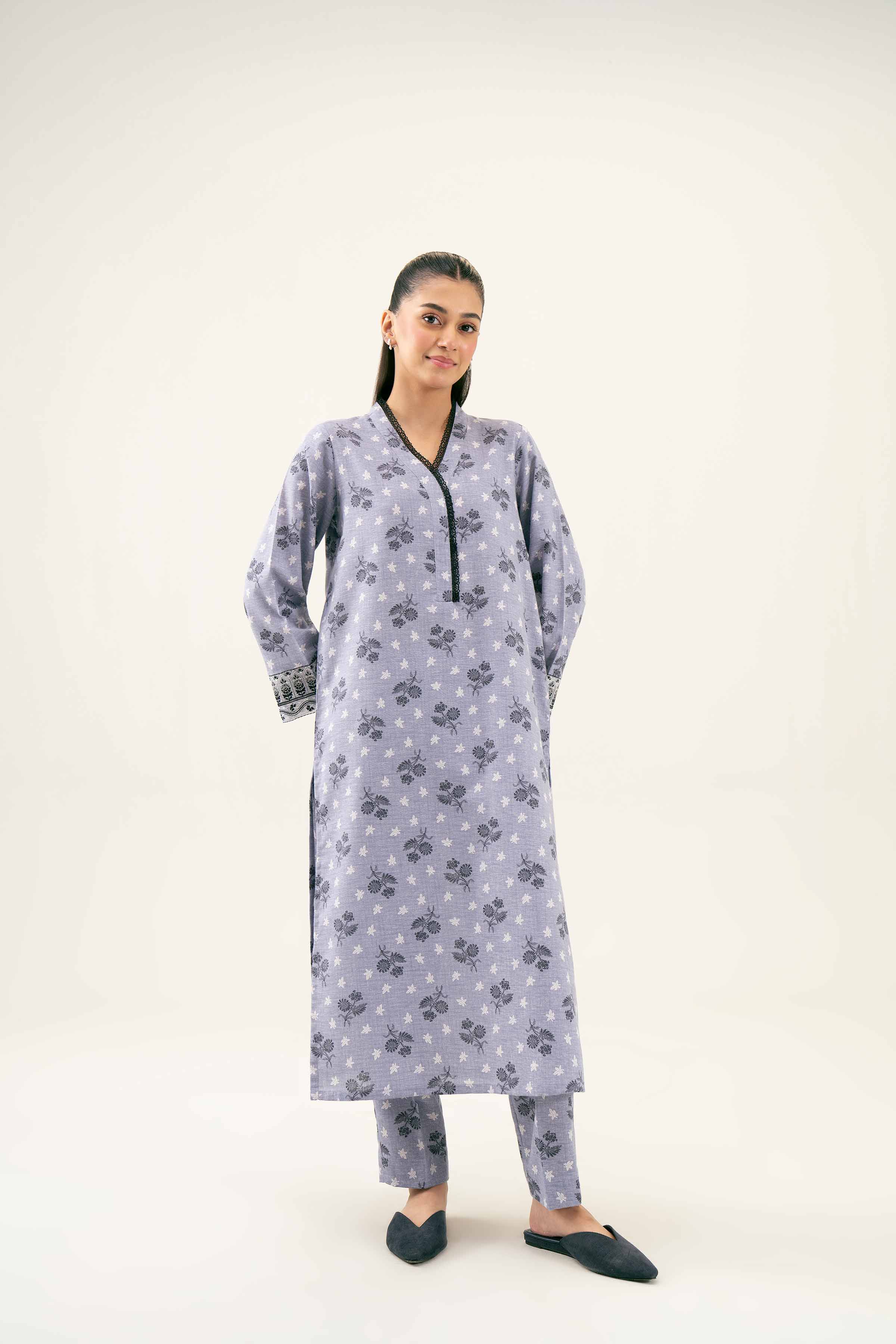 2 Piece - Printed Embroidered Suit - PW24-279 - Image 4