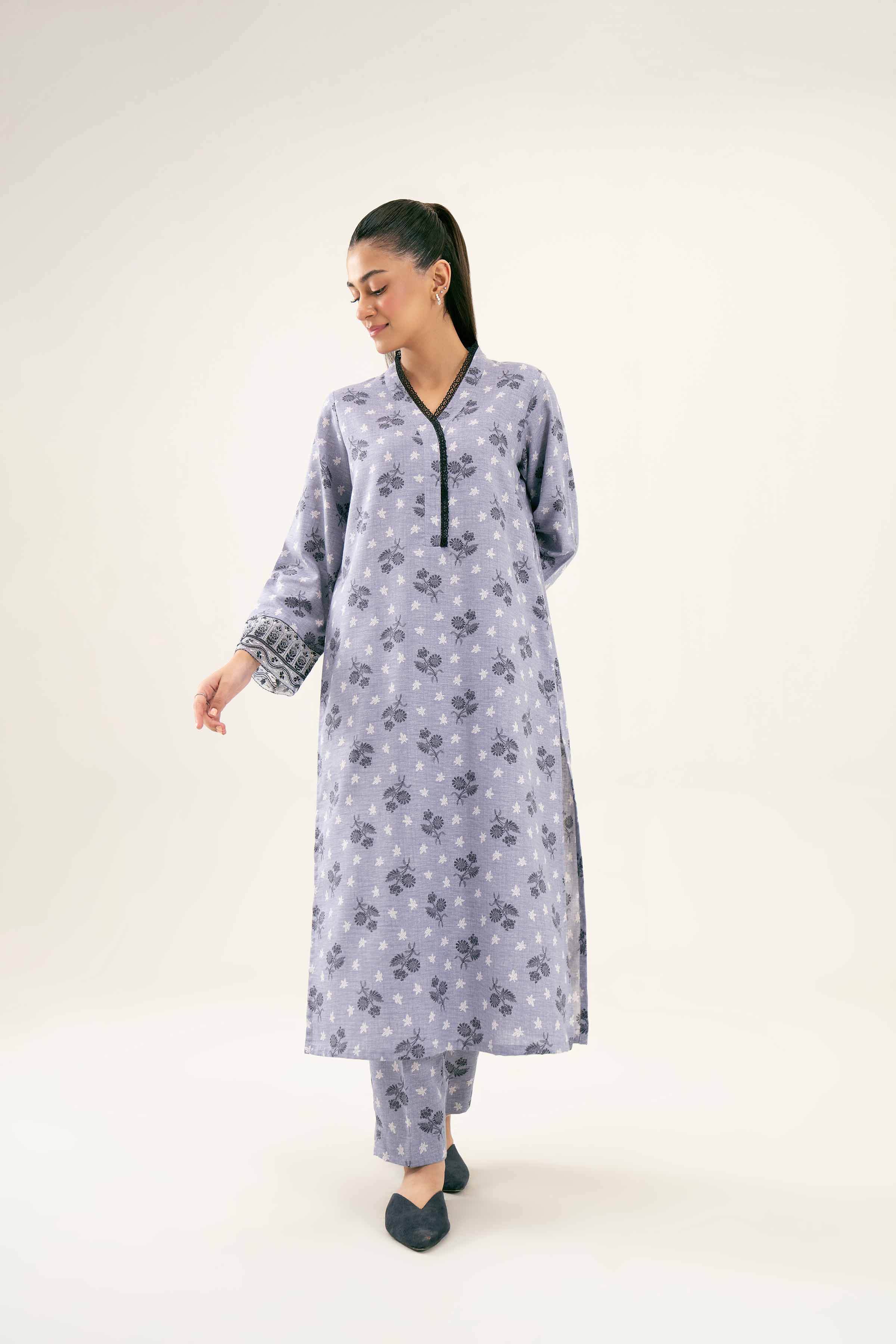 2 Piece - Printed Embroidered Suit - PW24-279 - Image 5