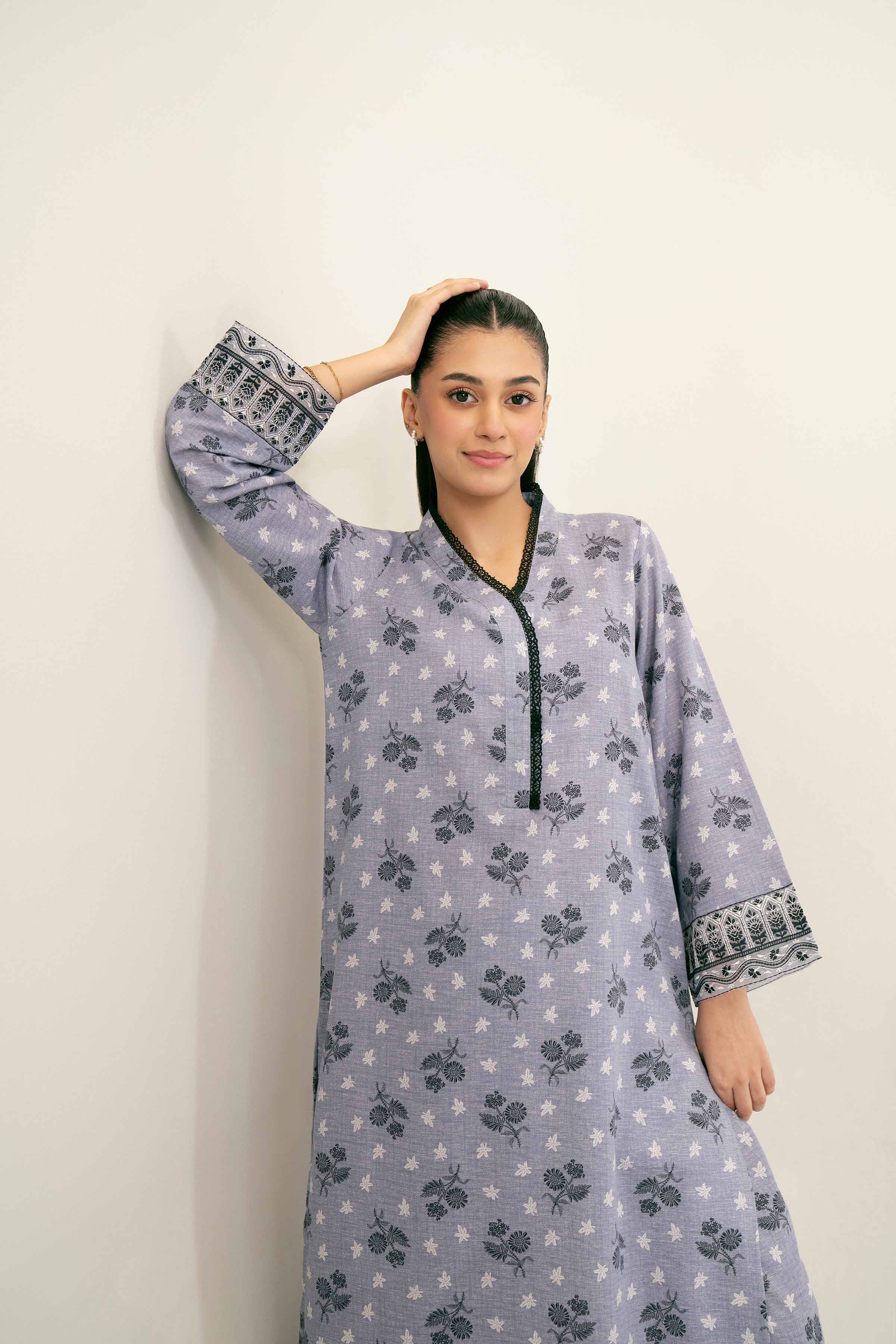 2 Piece - Printed Embroidered Suit - PW24-279 - Image 8