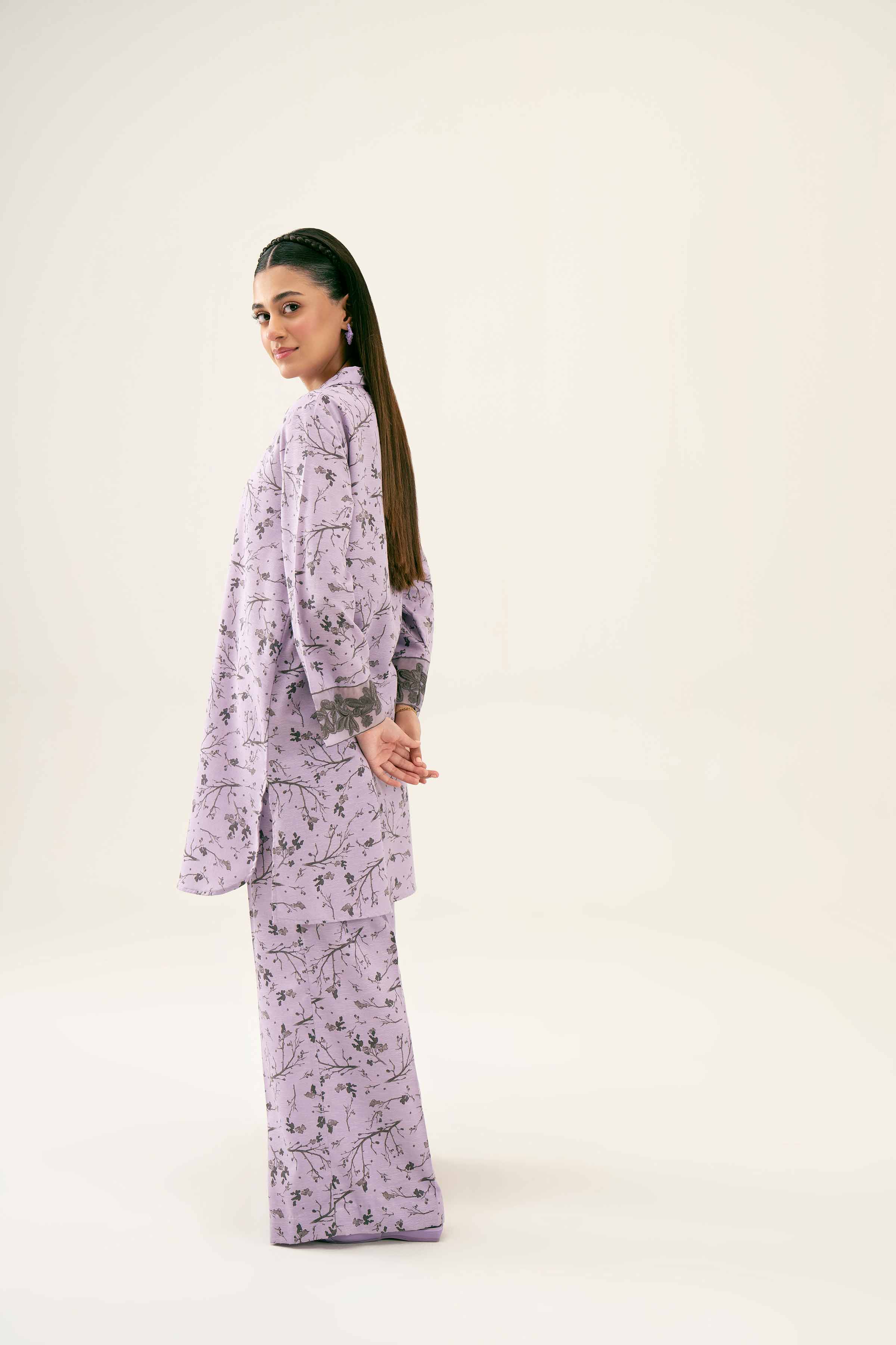 2 Piece - Printed Embroidered Suit - PW24-287 - Image 3