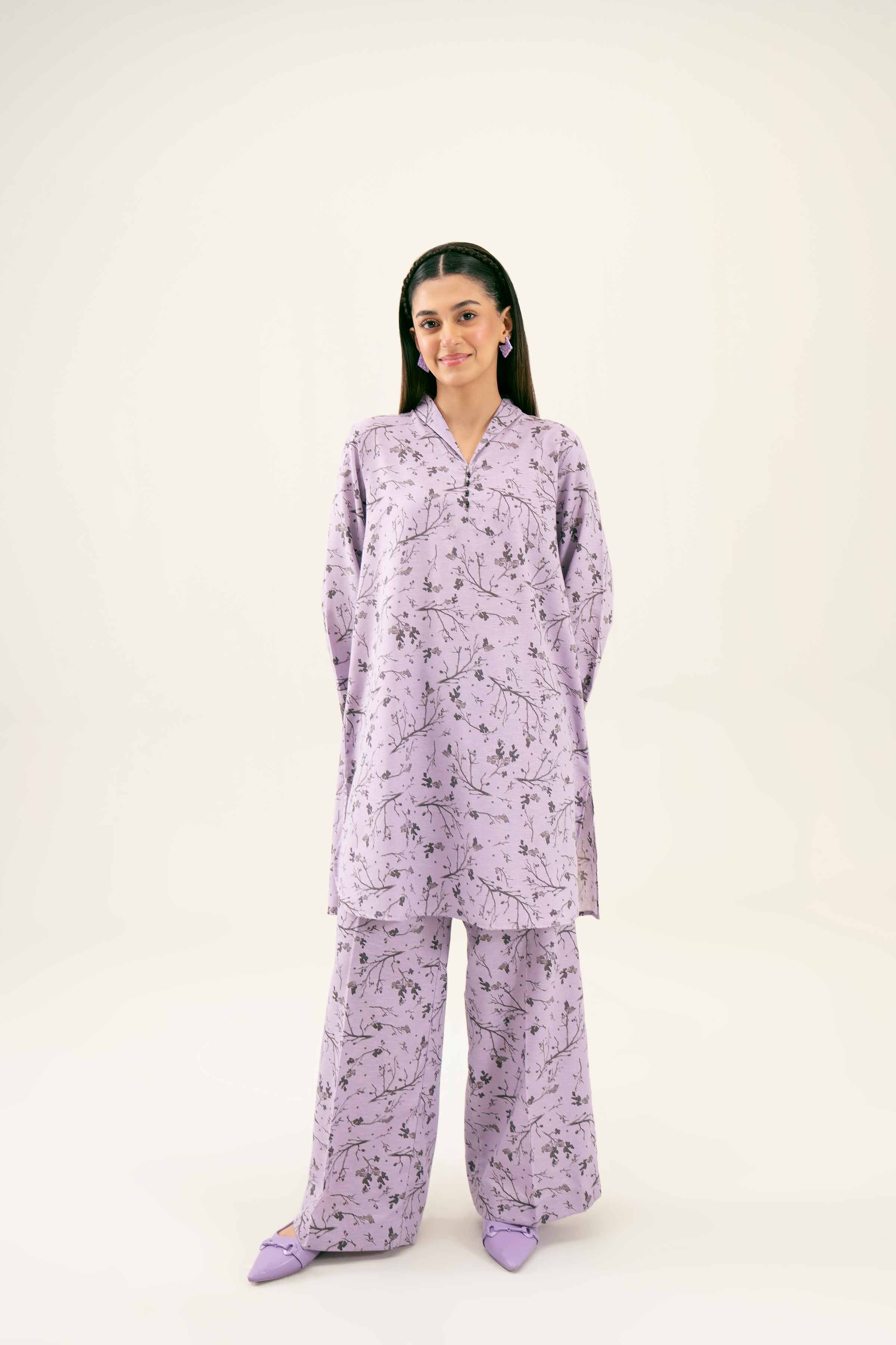2 Piece - Printed Embroidered Suit - PW24-287 - Image 4