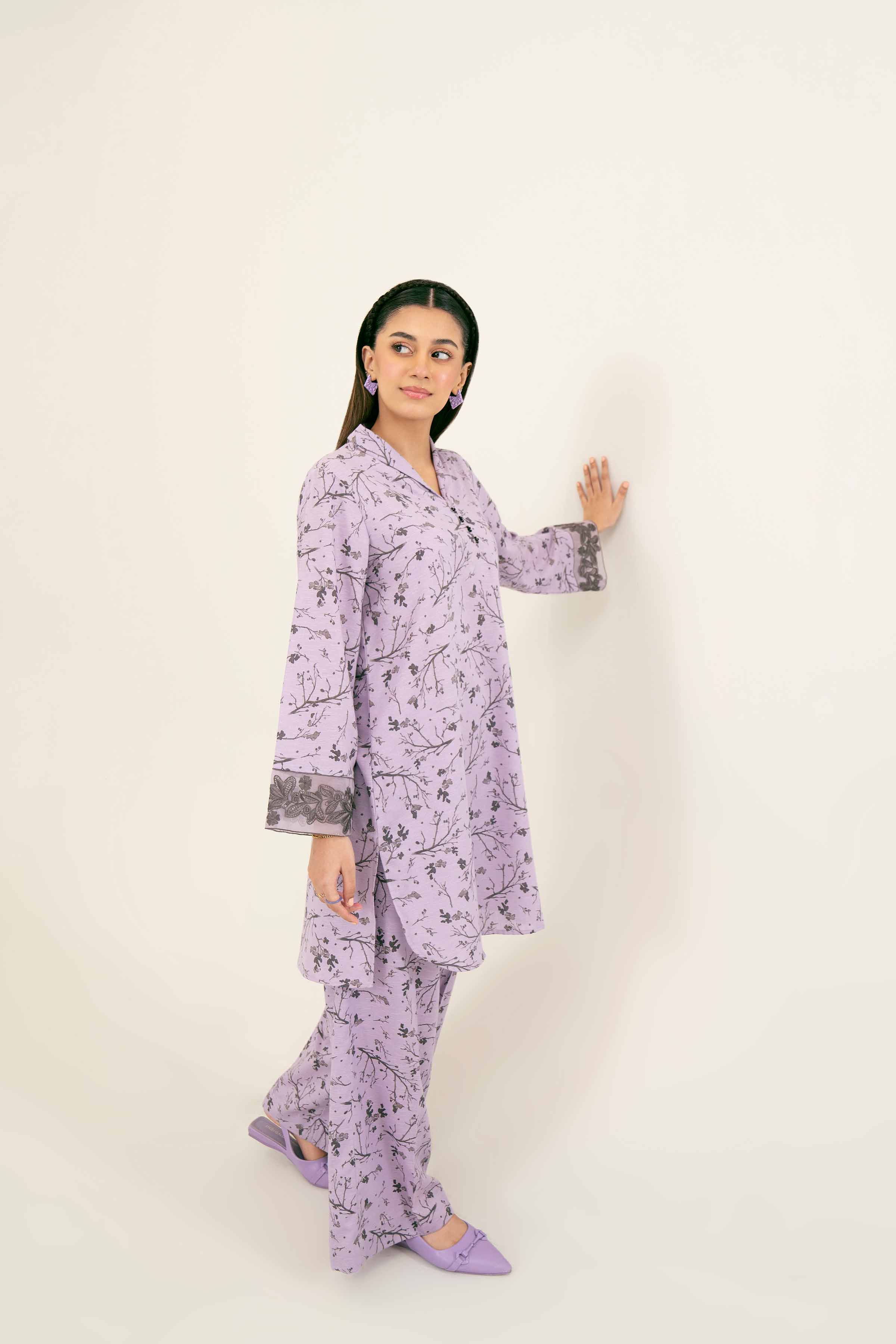 2 Piece - Printed Embroidered Suit - PW24-287 - Image 5