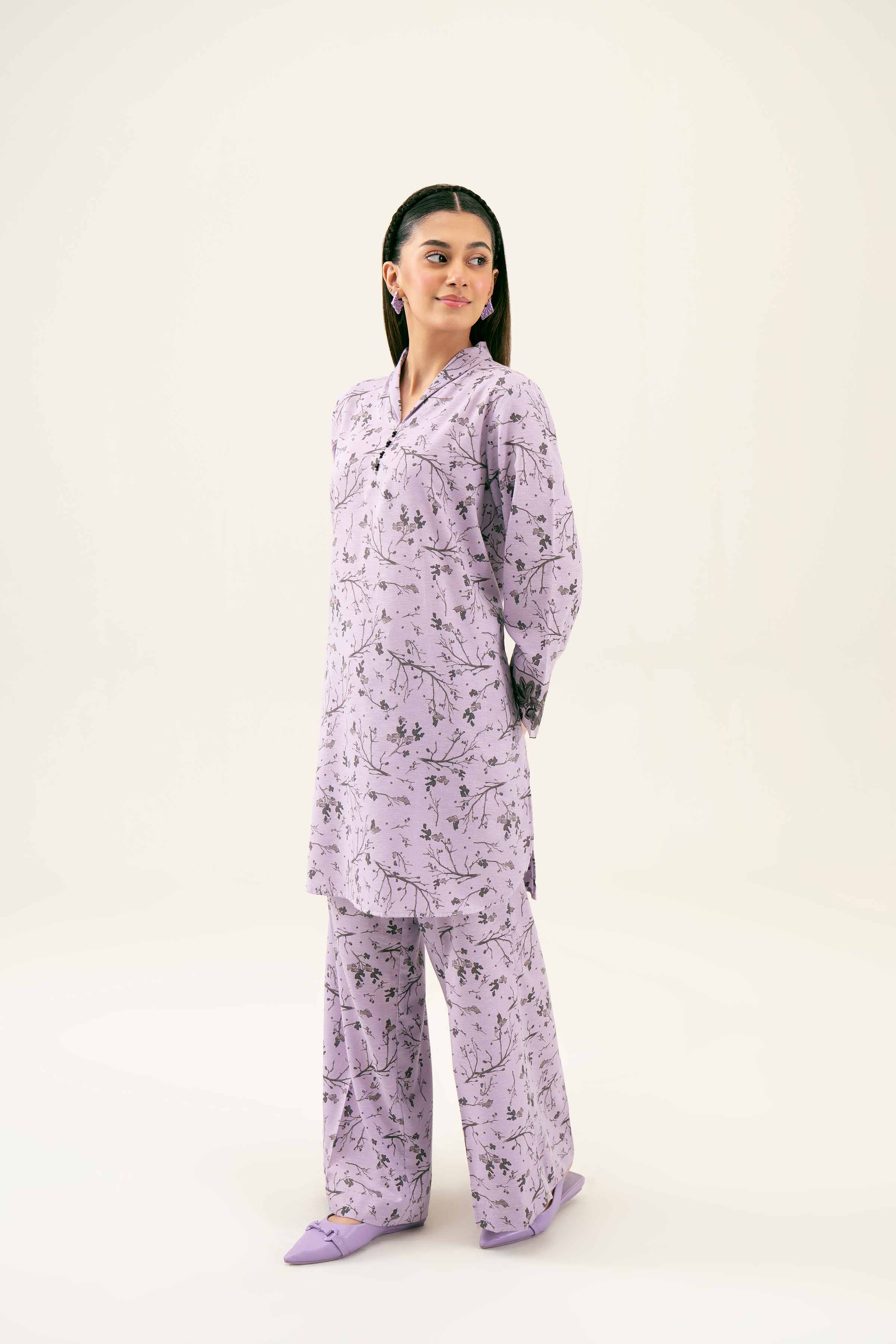 2 Piece - Printed Embroidered Suit - PW24-287 - Image 6