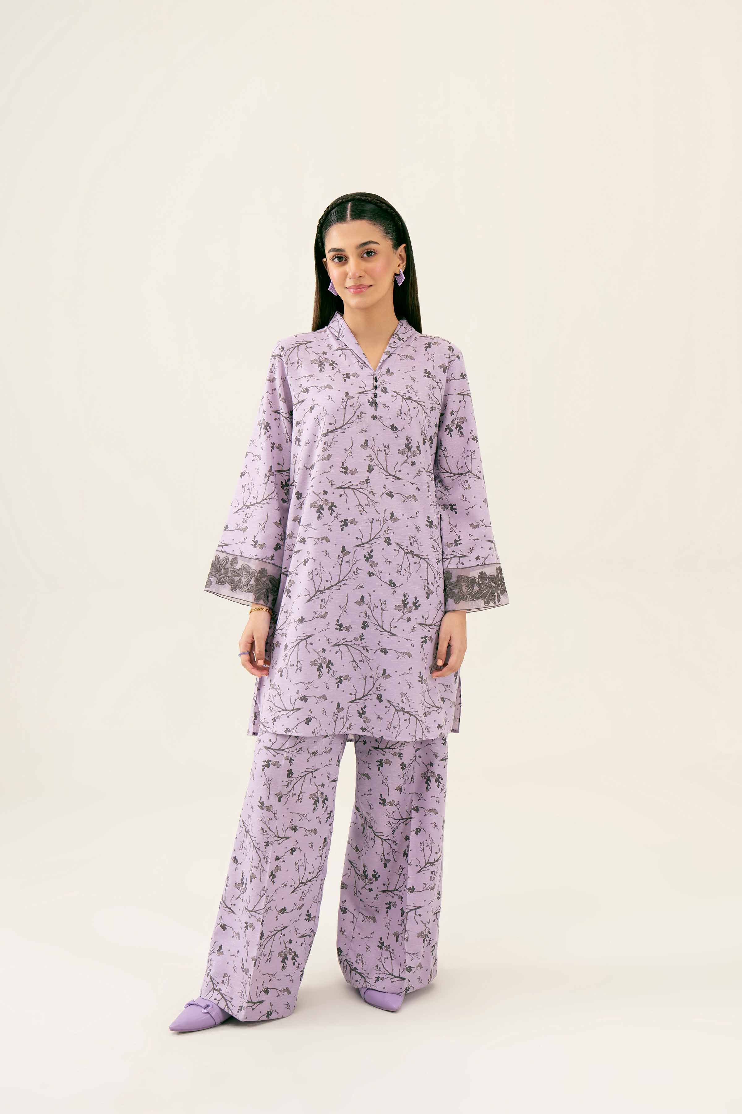 2 Piece - Printed Embroidered Suit - PW24-287 - Image 7