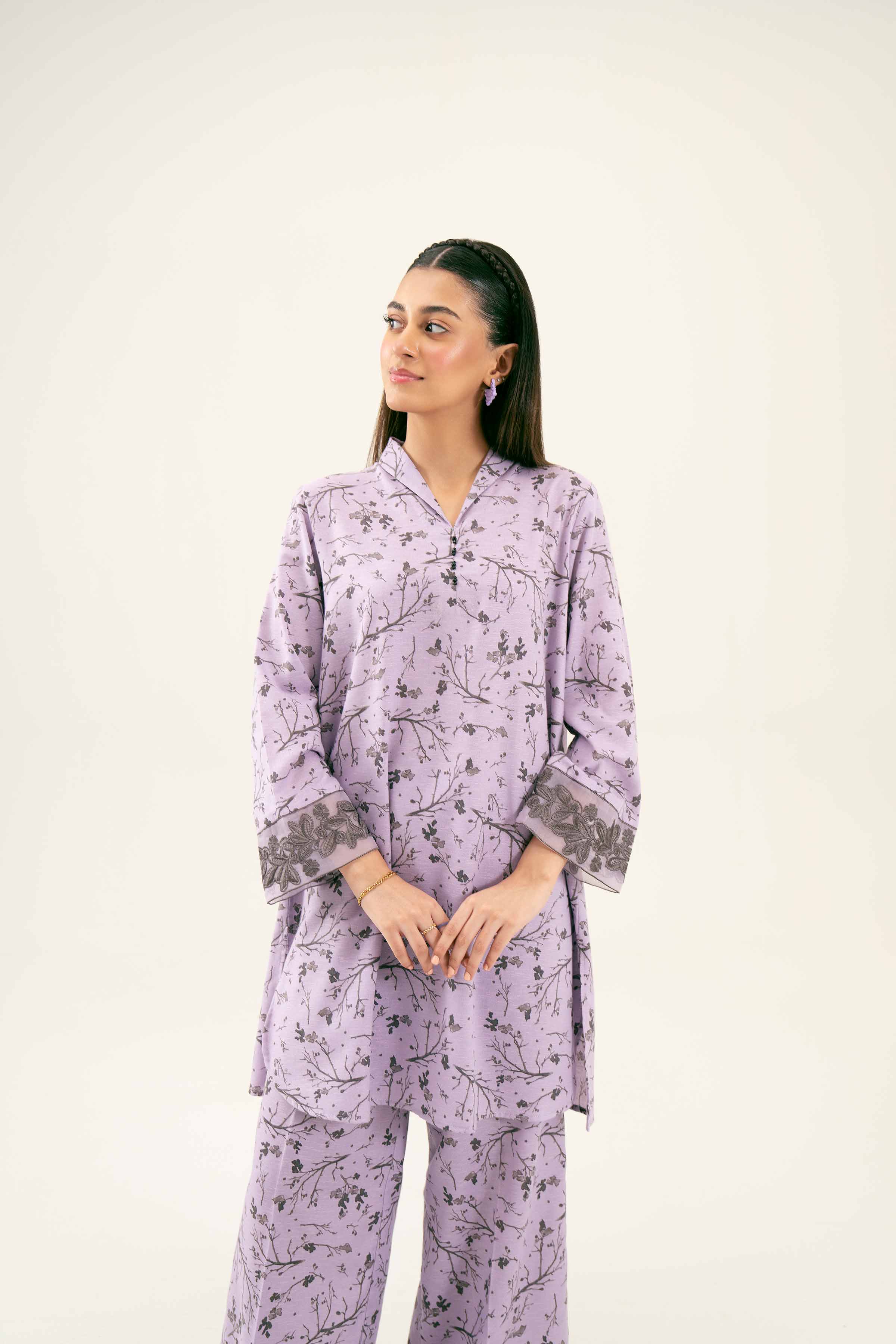 2 Piece - Printed Embroidered Suit - PW24-287 - Image 8