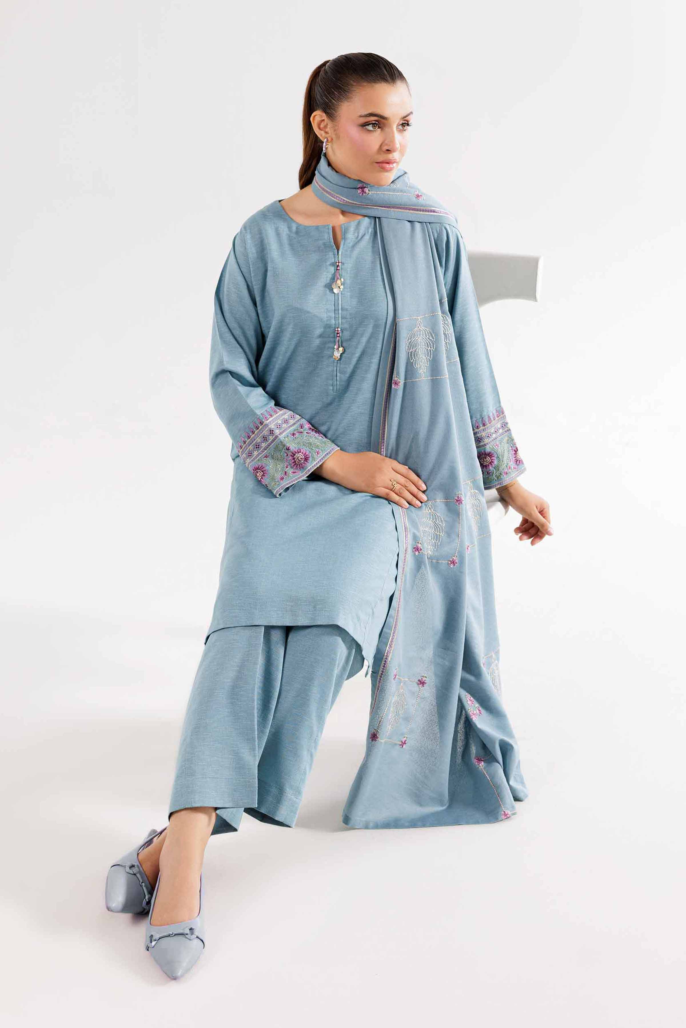 3 Piece - Embroidered Suit - PW24-312 - Image 2