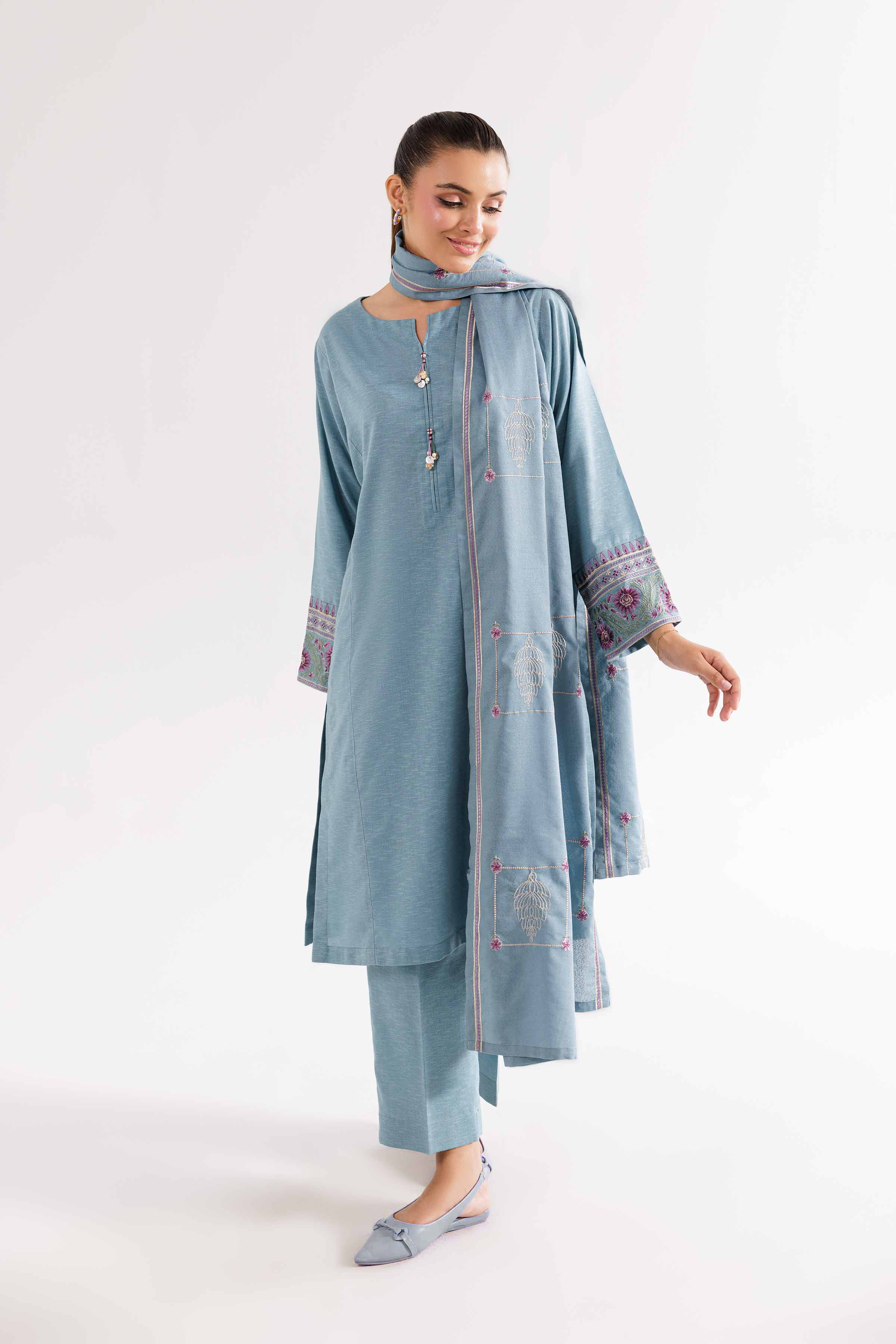 3 Piece - Embroidered Suit - PW24-312 - Image 4