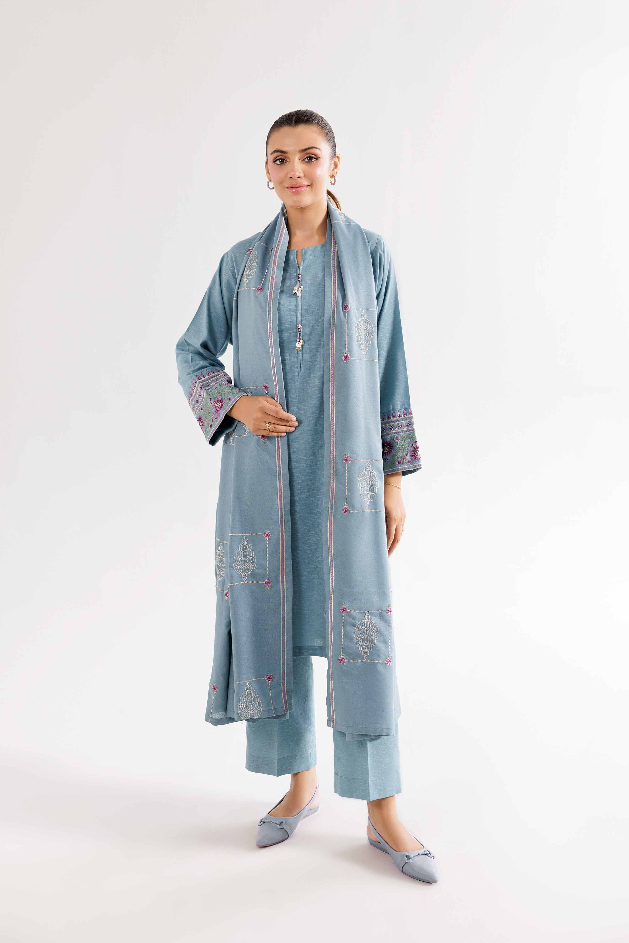 3 Piece - Embroidered Suit - PW24-312 - Image 5