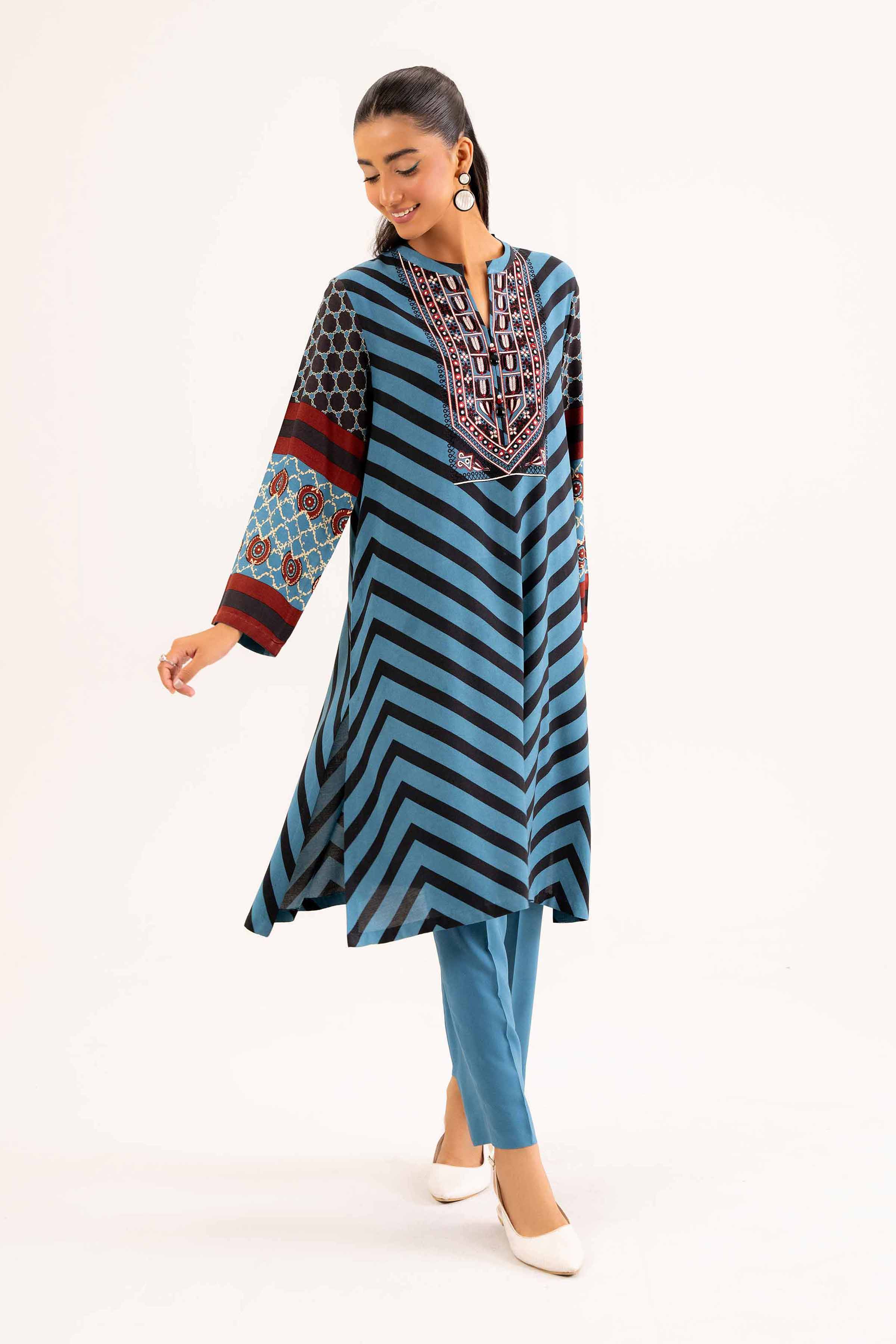 2 Piece - Printed Embroidered Suit - PW24-317 - Image 2