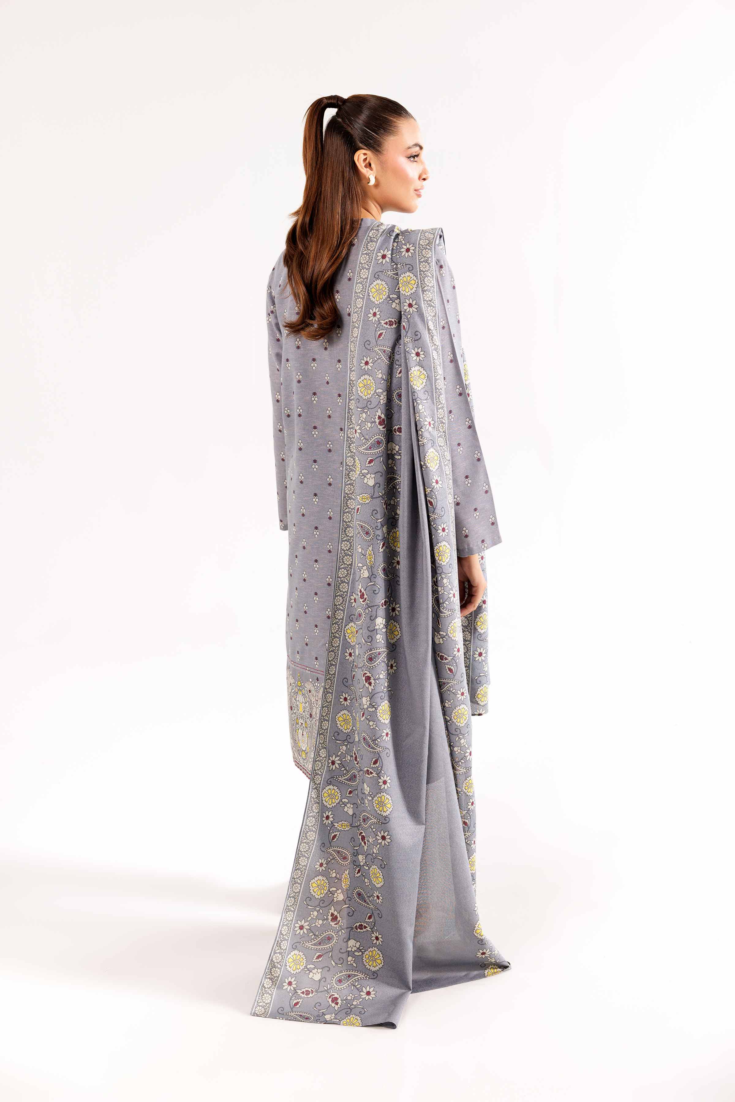 3 Piece - Printed Embroidered Suit - PW24-386 - Image 3