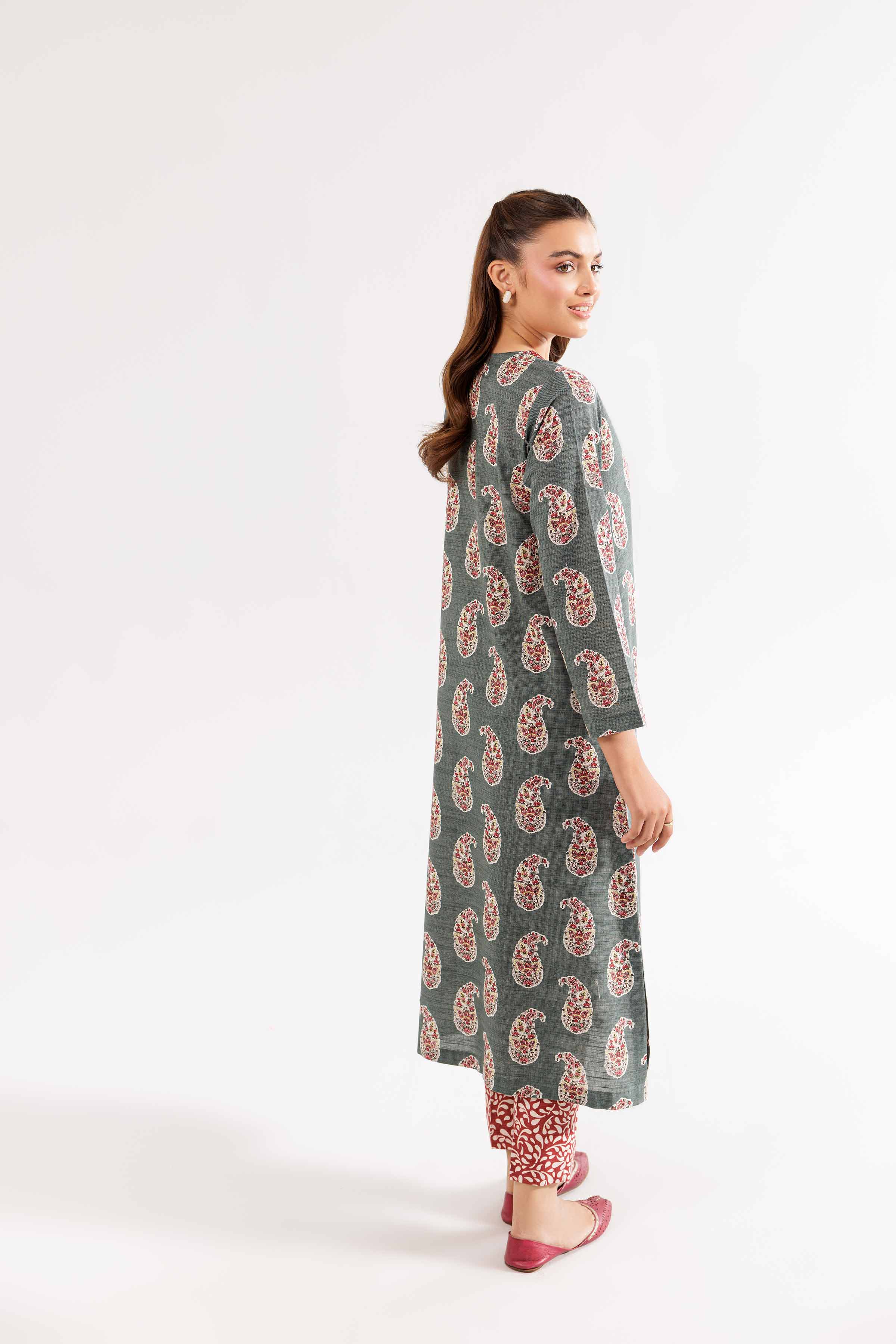 2 Piece - Printed Embroidered Suit - PW24-406 - Image 3