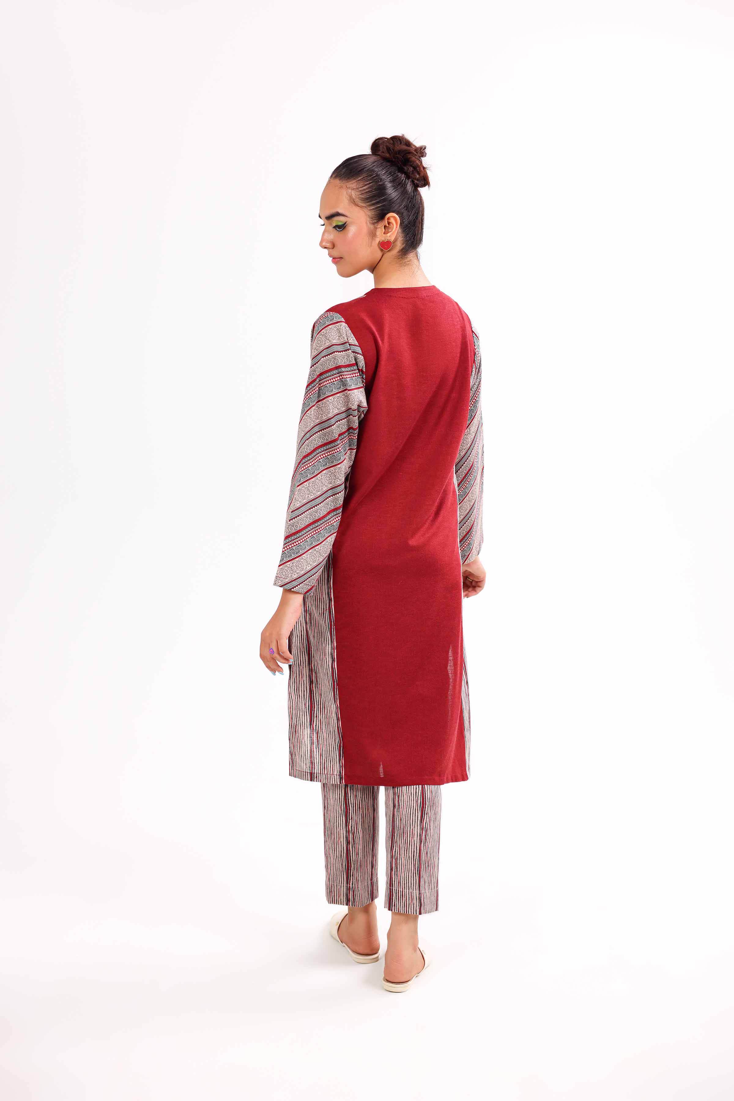 2 Piece - Printed Embroidered Suit - PW24-430 - Image 3