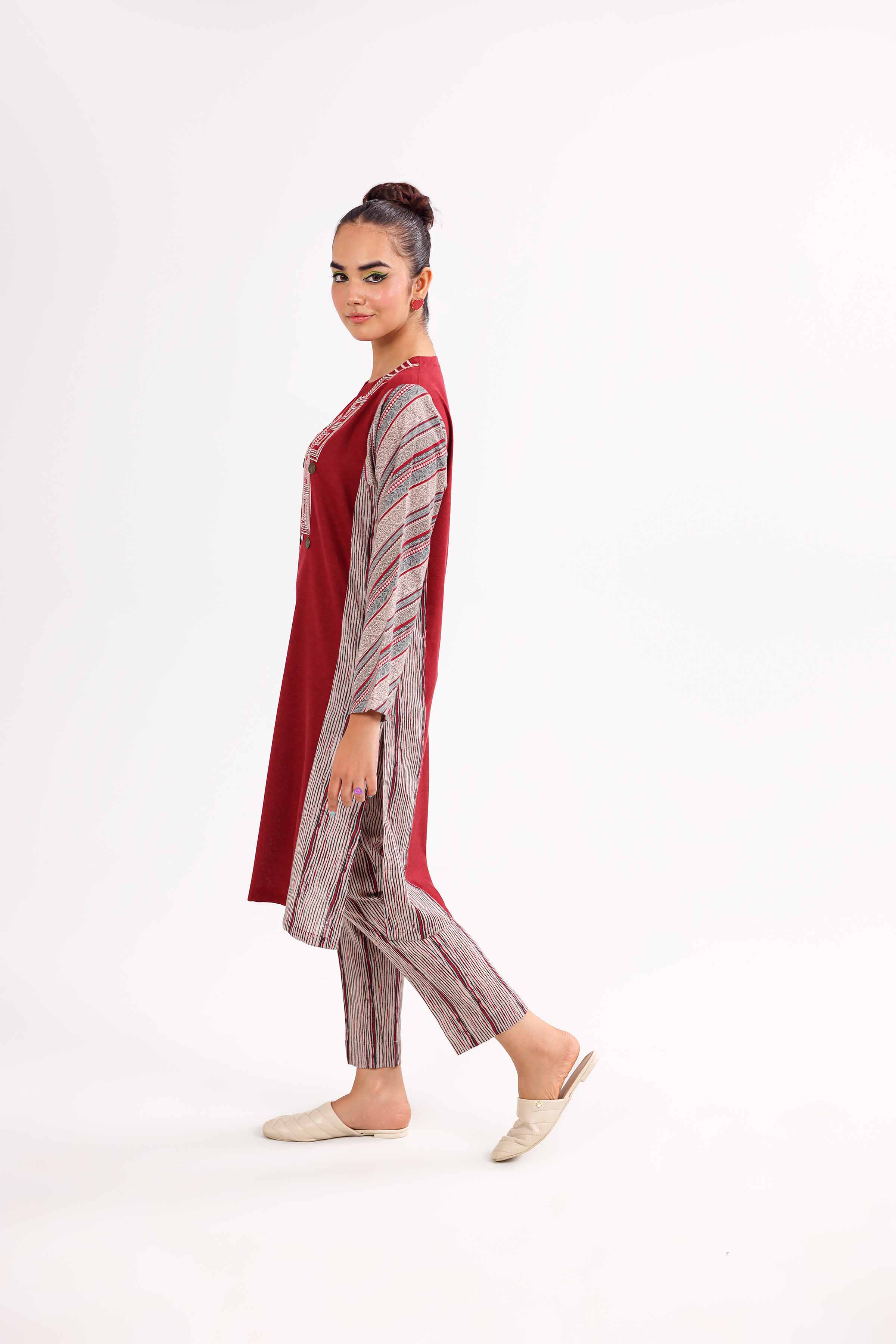 2 Piece - Printed Embroidered Suit - PW24-430 - Image 5