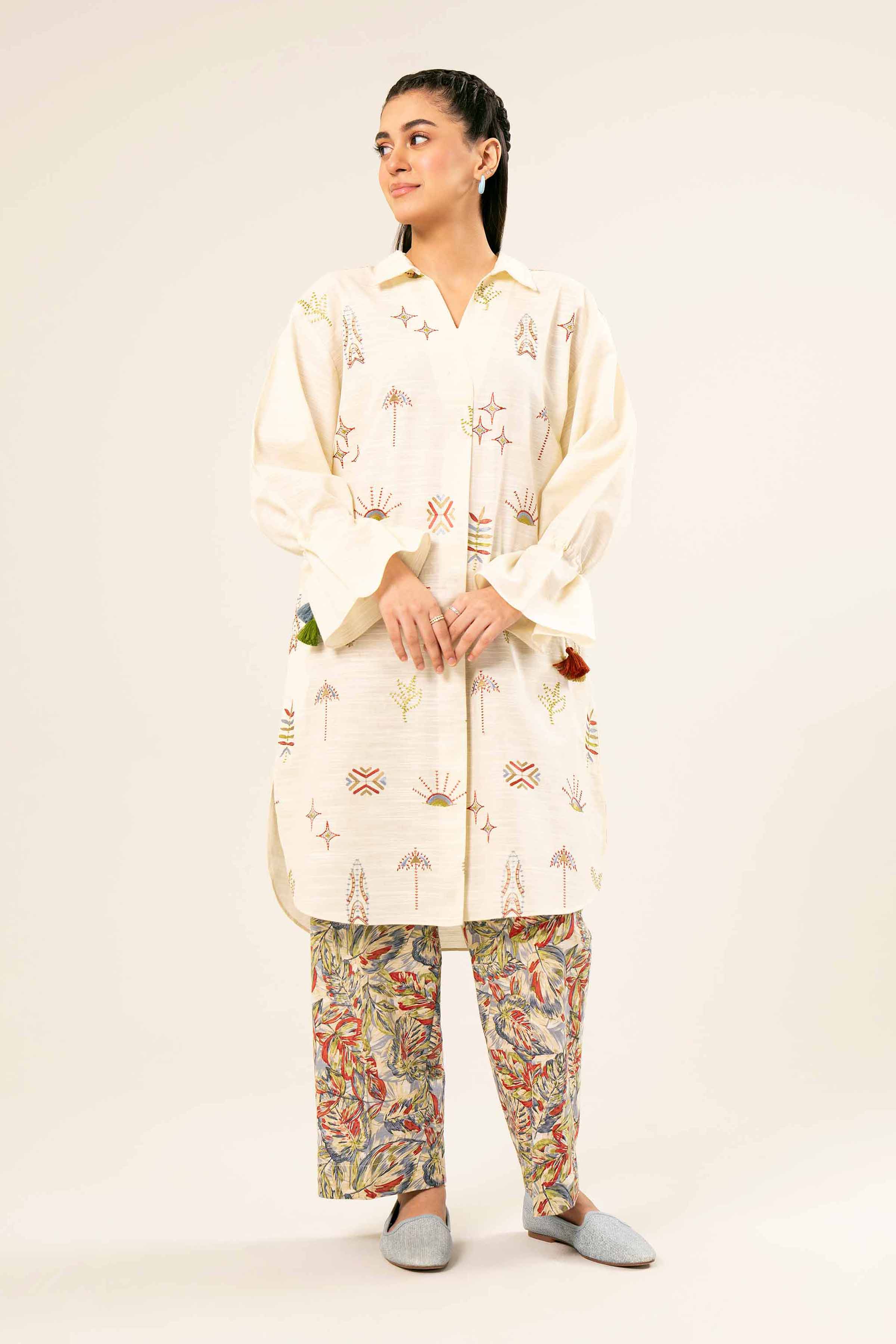 2 Piece - Printed Embroidered Suit - PW24-431 - Image 2