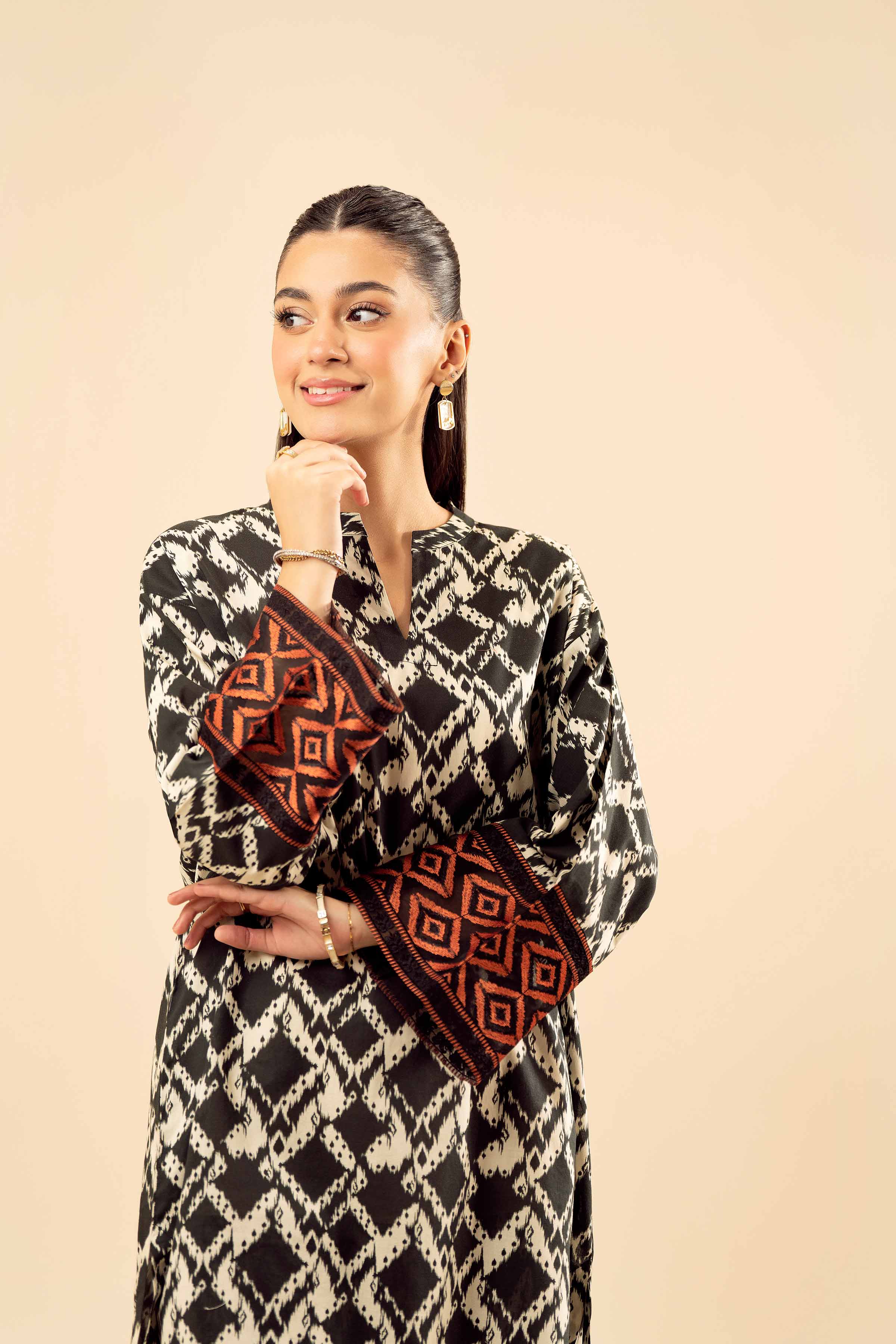 2 Piece - Printed Embroidered Suit - PW25-01 - Image 5