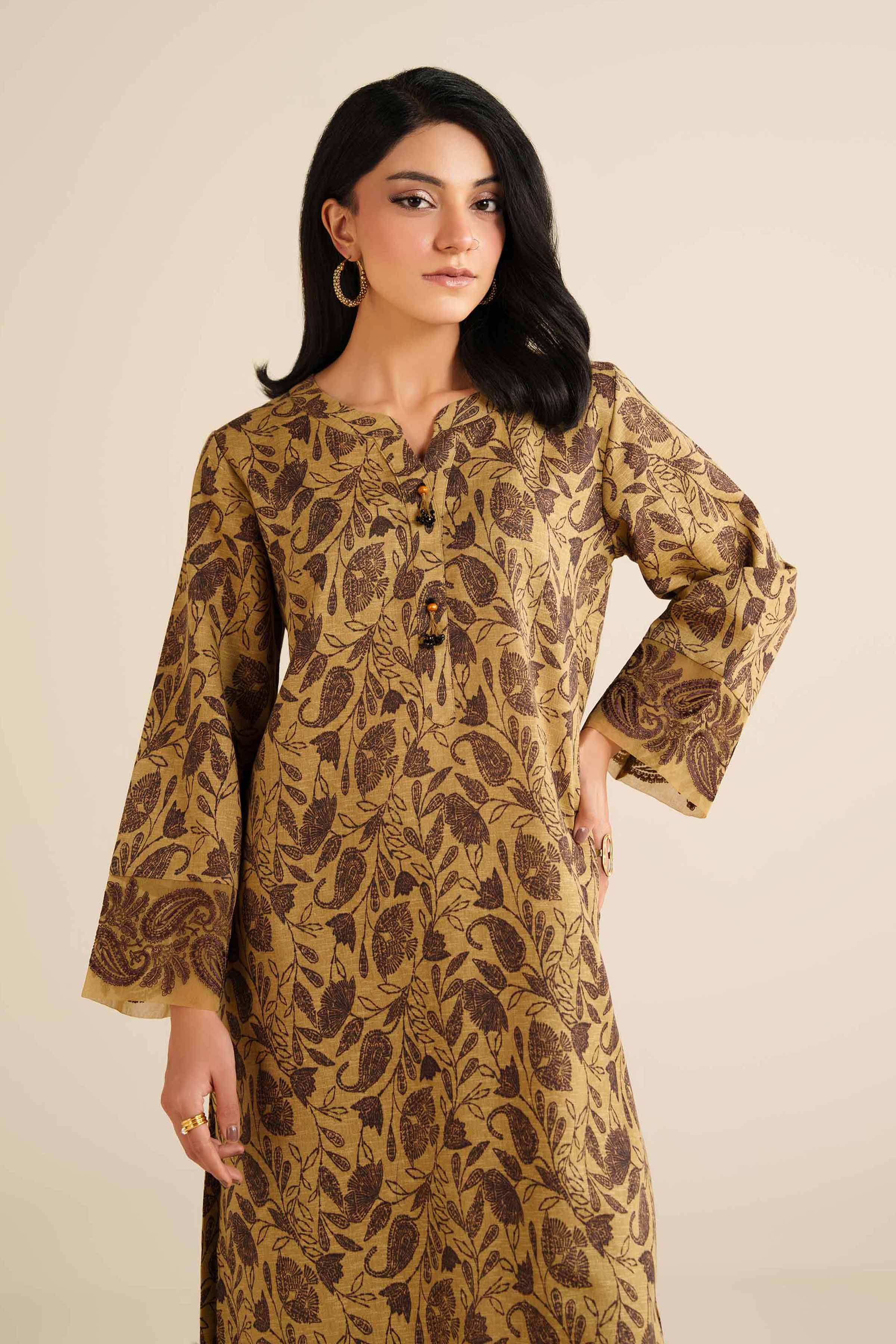 2 Piece - Printed Embroidered Suit - PW25-293