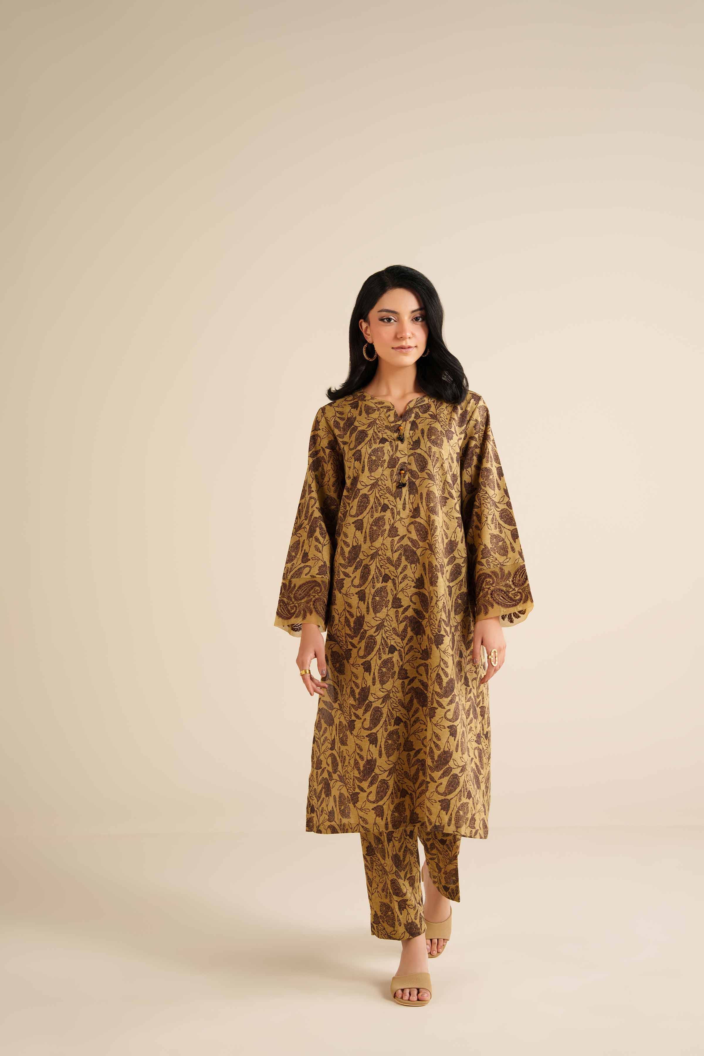 2 Piece - Printed Embroidered Suit - PW25-293 - Image 5