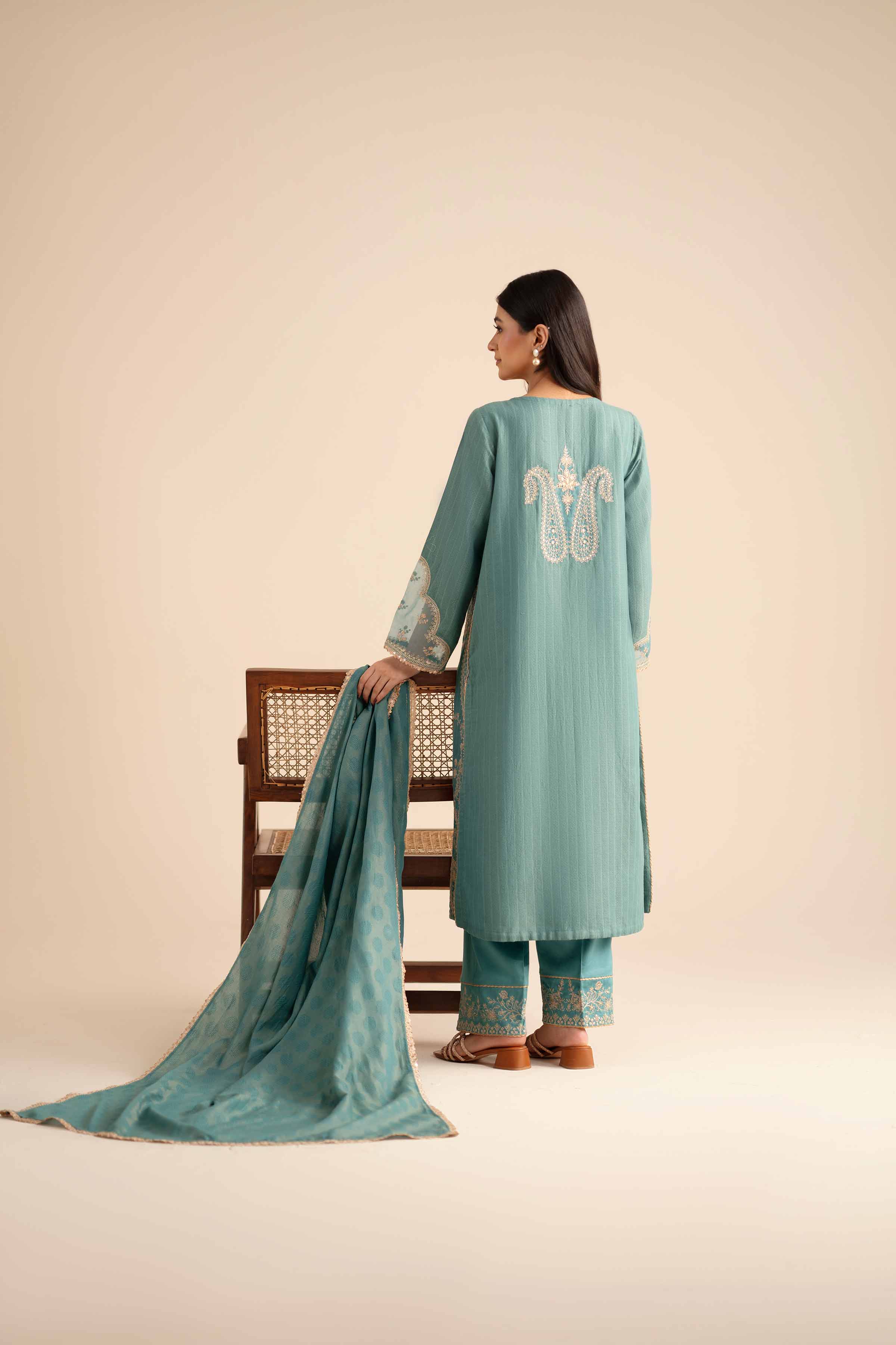 3 Piece - Embroidered Suit - PW25-406 - Image 3