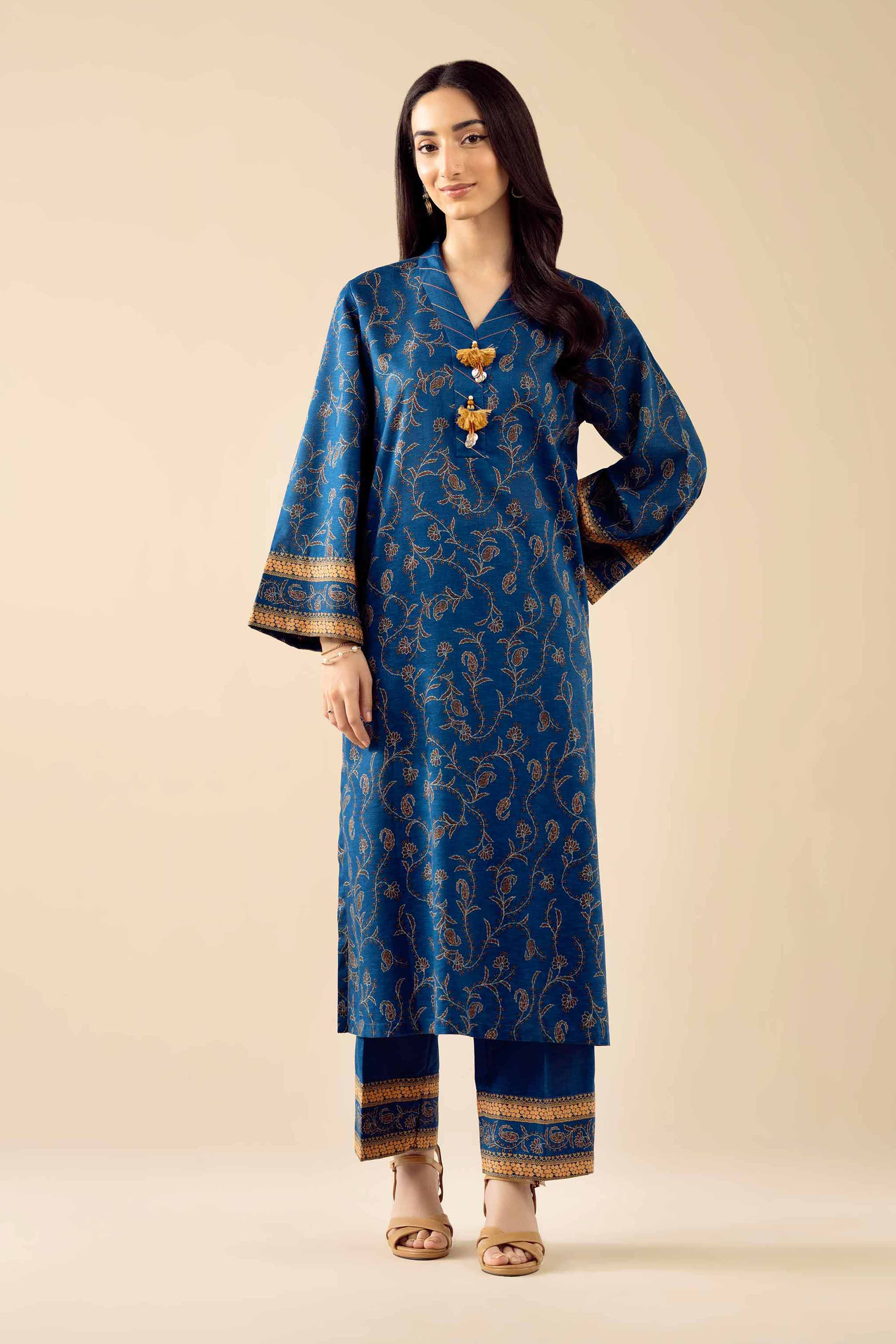 2 Piece - Printed Embroidered Suit - PW25-430