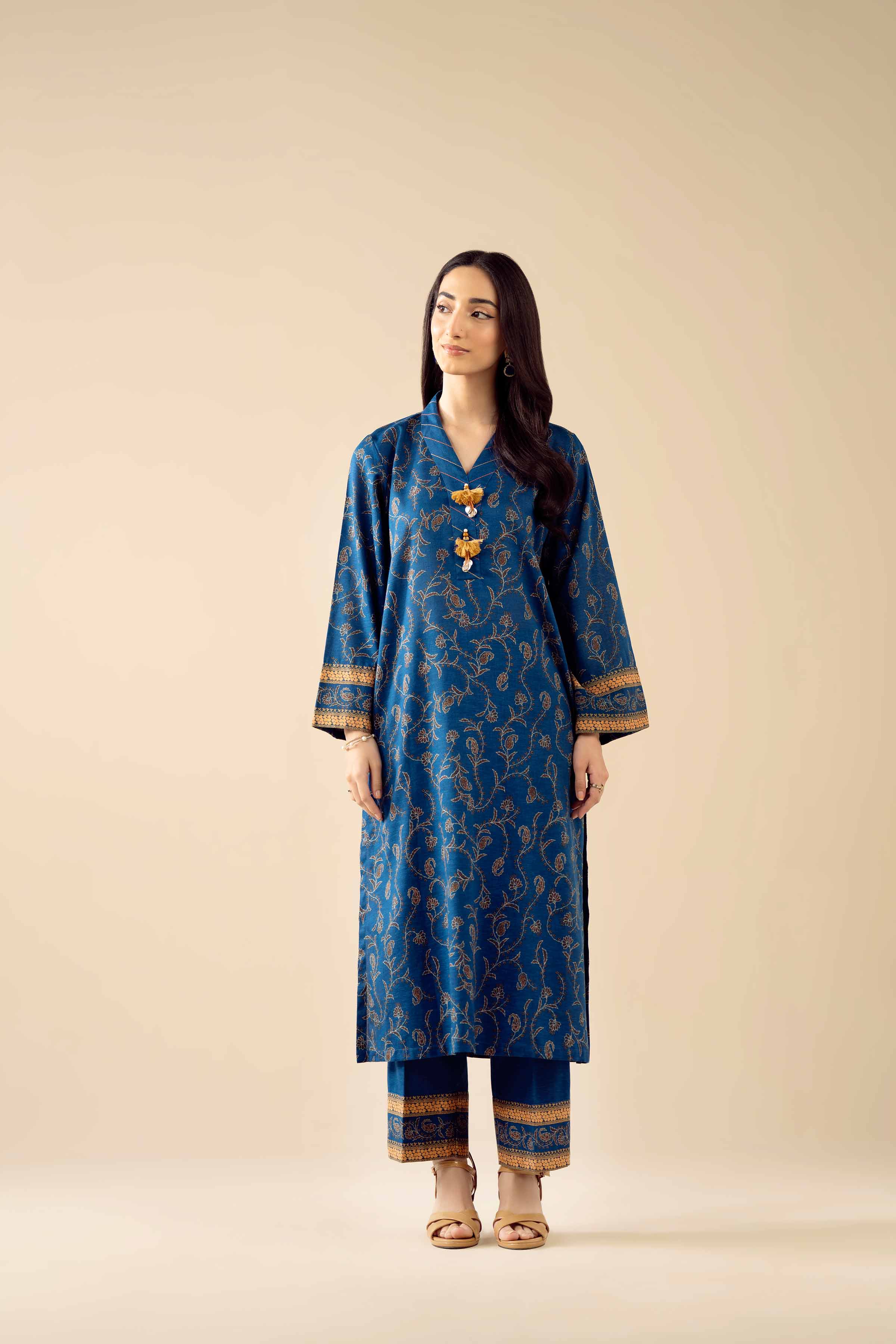 2 Piece - Printed Embroidered Suit - PW25-430 - Image 5