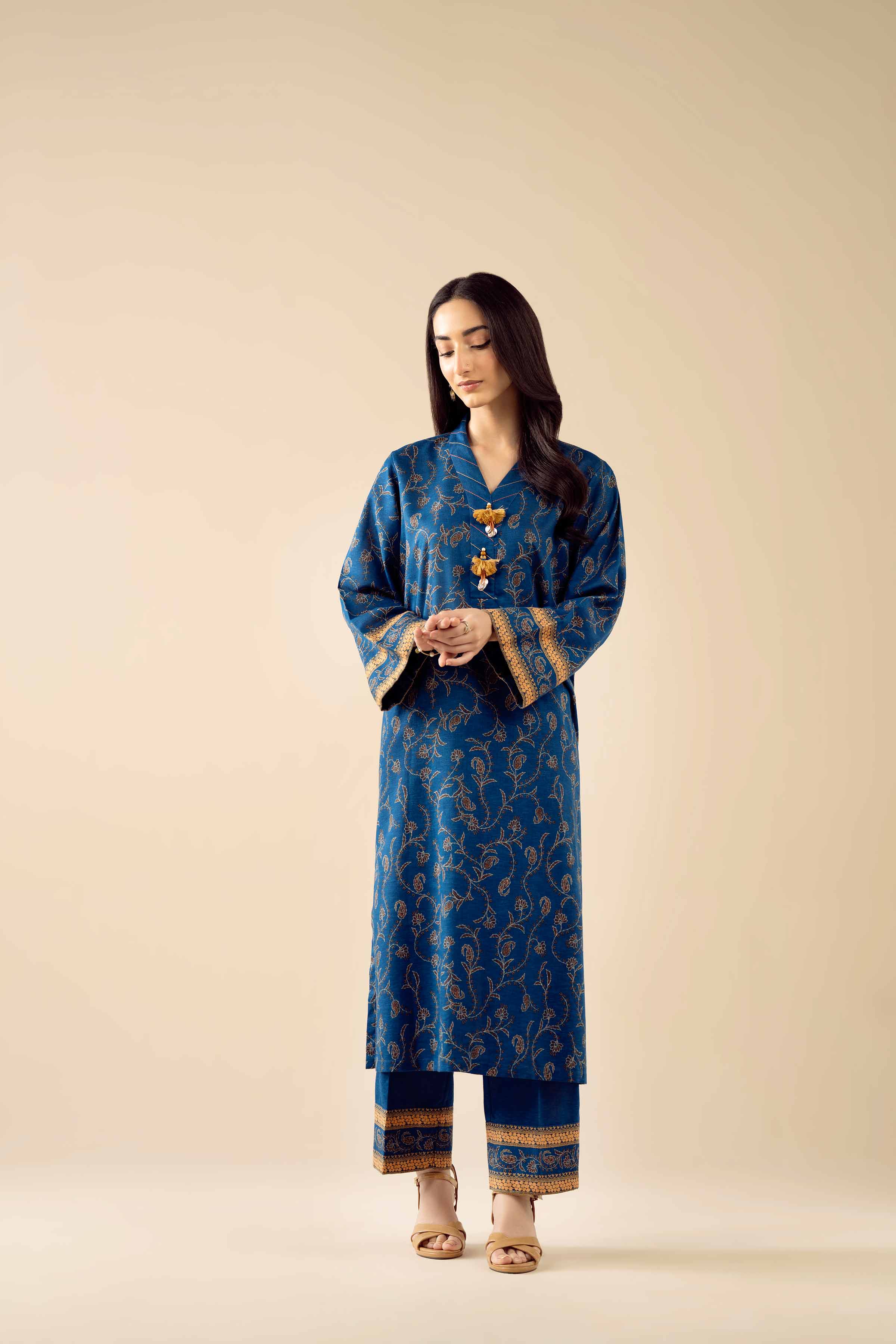 2 Piece - Printed Embroidered Suit - PW25-430 - Image 6