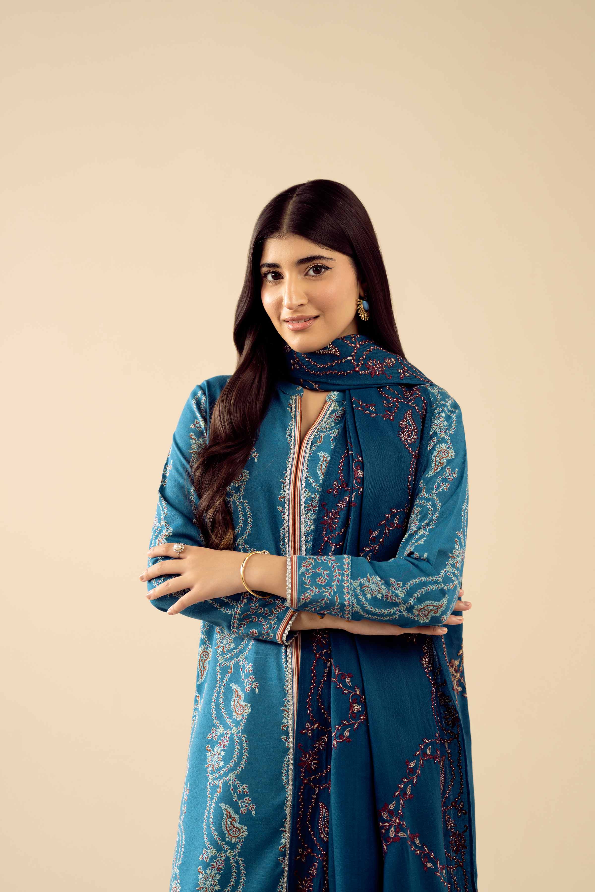 3 Piece - Printed Embroidered Suit - PW25-431 - Image 6