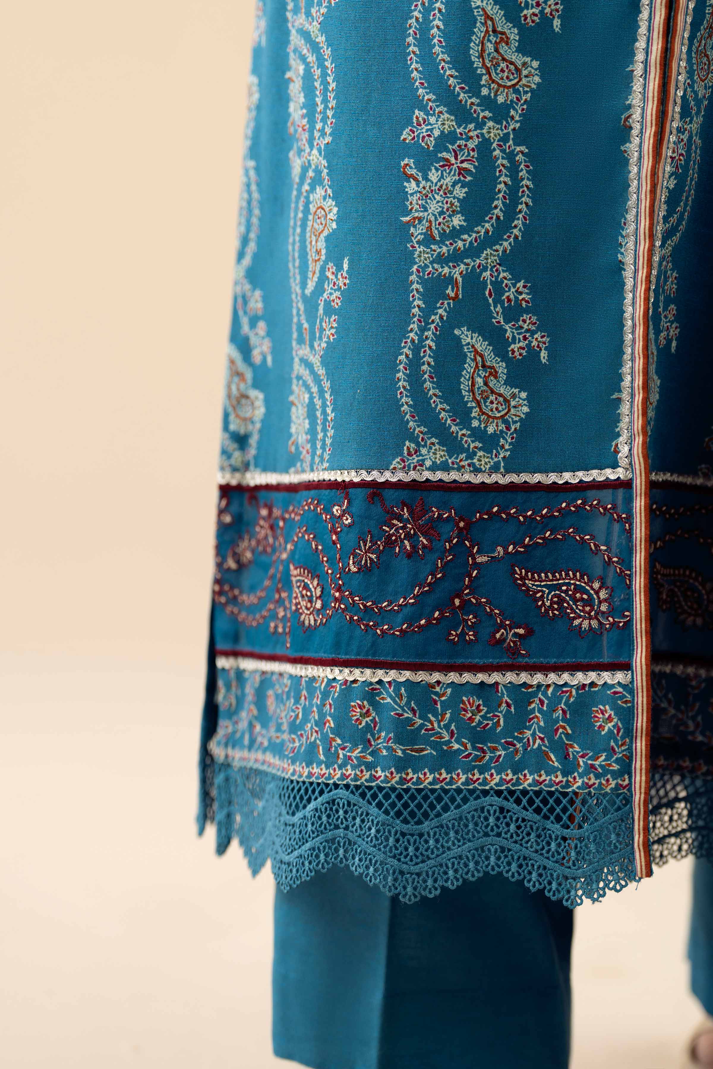 3 Piece - Printed Embroidered Suit - PW25-431 - Image 8