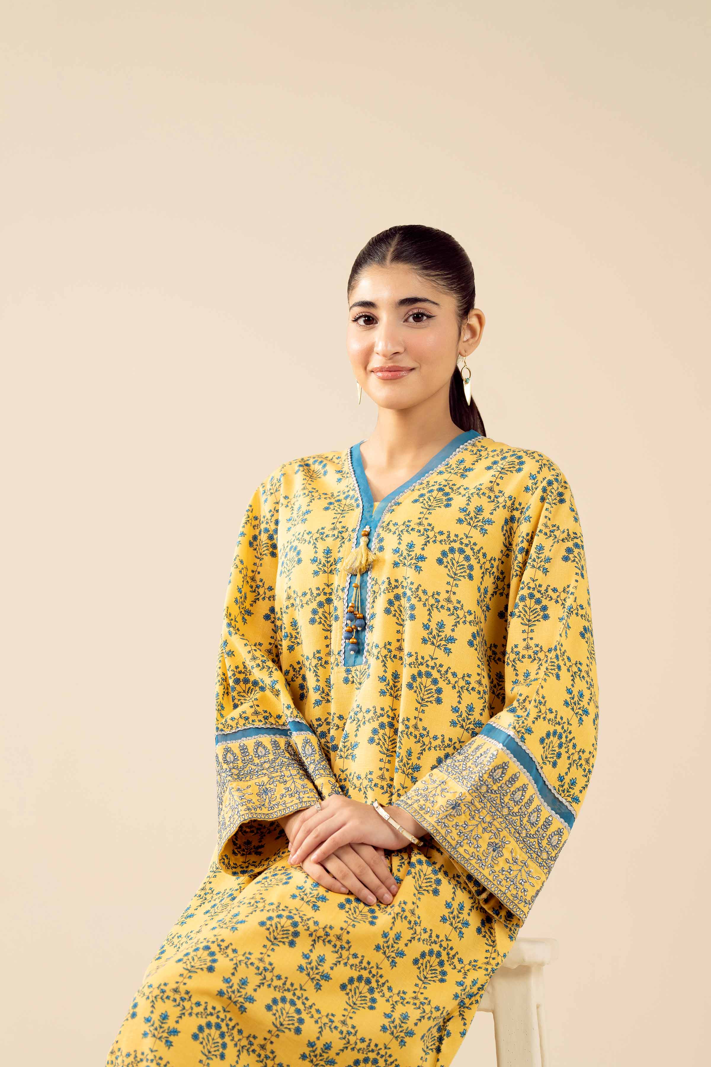 2 Piece - Printed Embroidered Suit - PW25-432 - Image 3