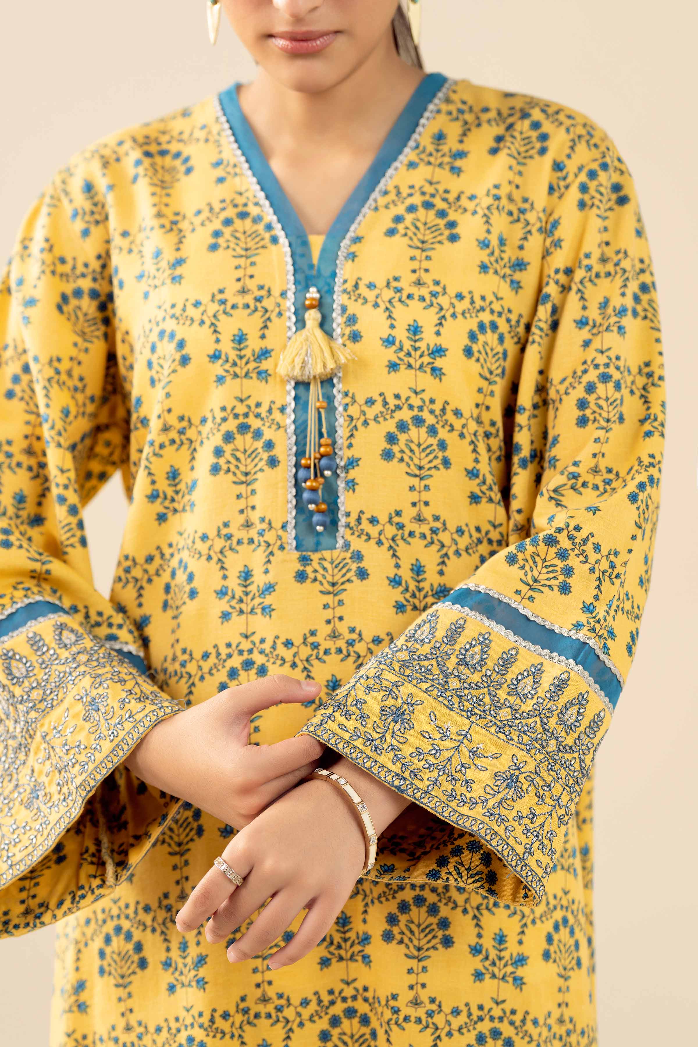 2 Piece - Printed Embroidered Suit - PW25-432 - Image 4