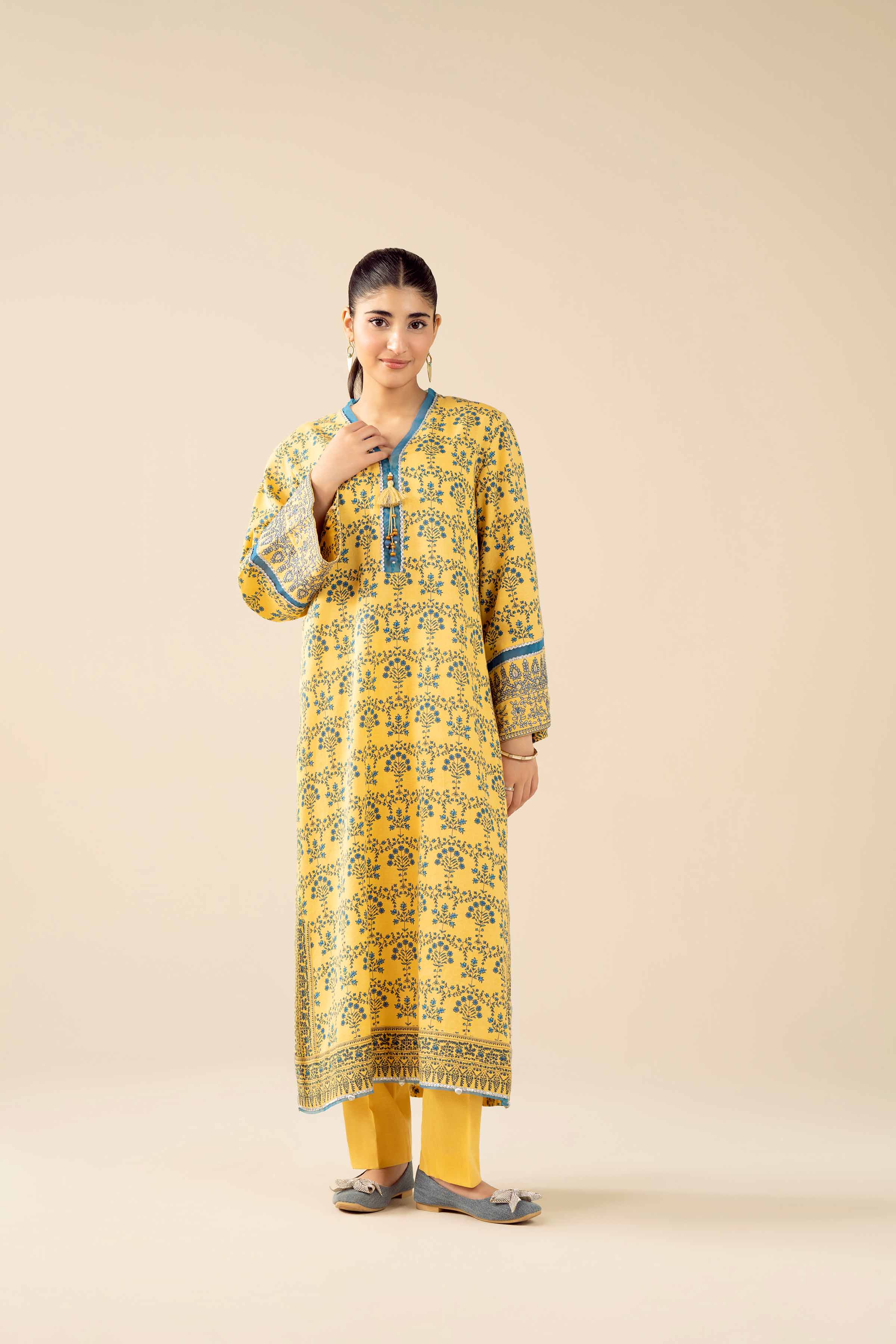 2 Piece - Printed Embroidered Suit - PW25-432 - Image 9
