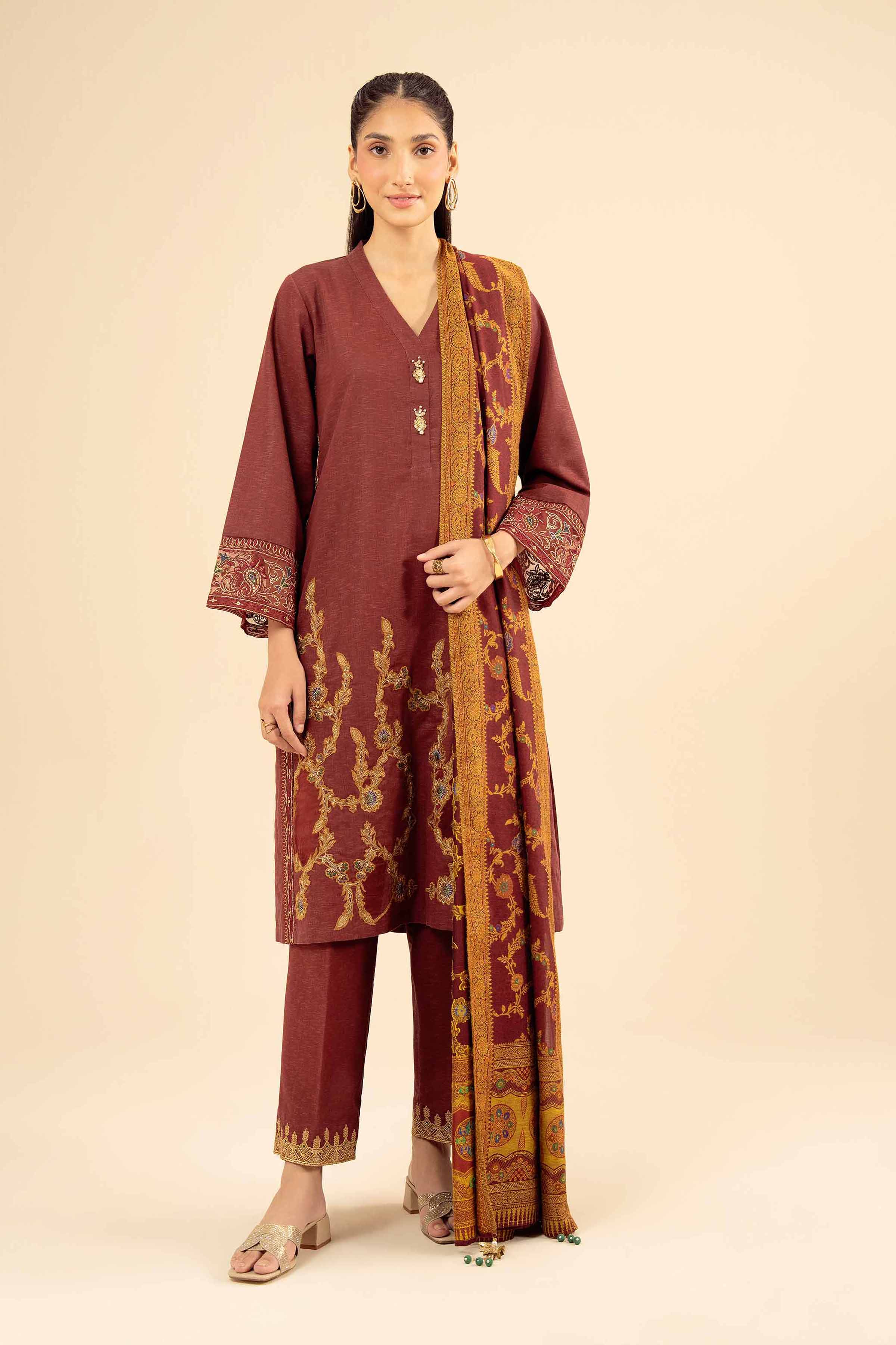 3 Piece - Embroidered Suit - PW25-445 - Image 2