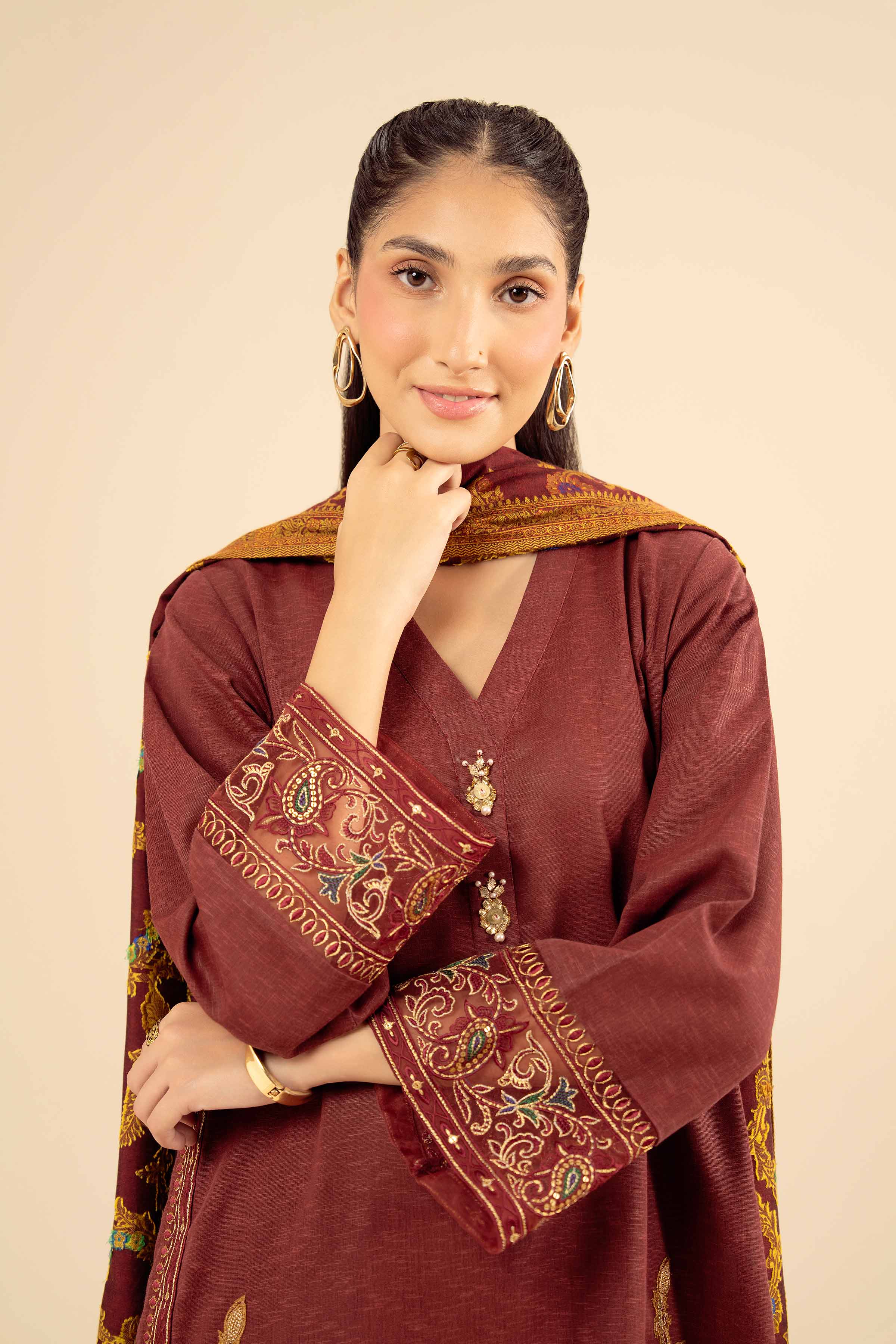 3 Piece - Embroidered Suit - PW25-445 - Image 6
