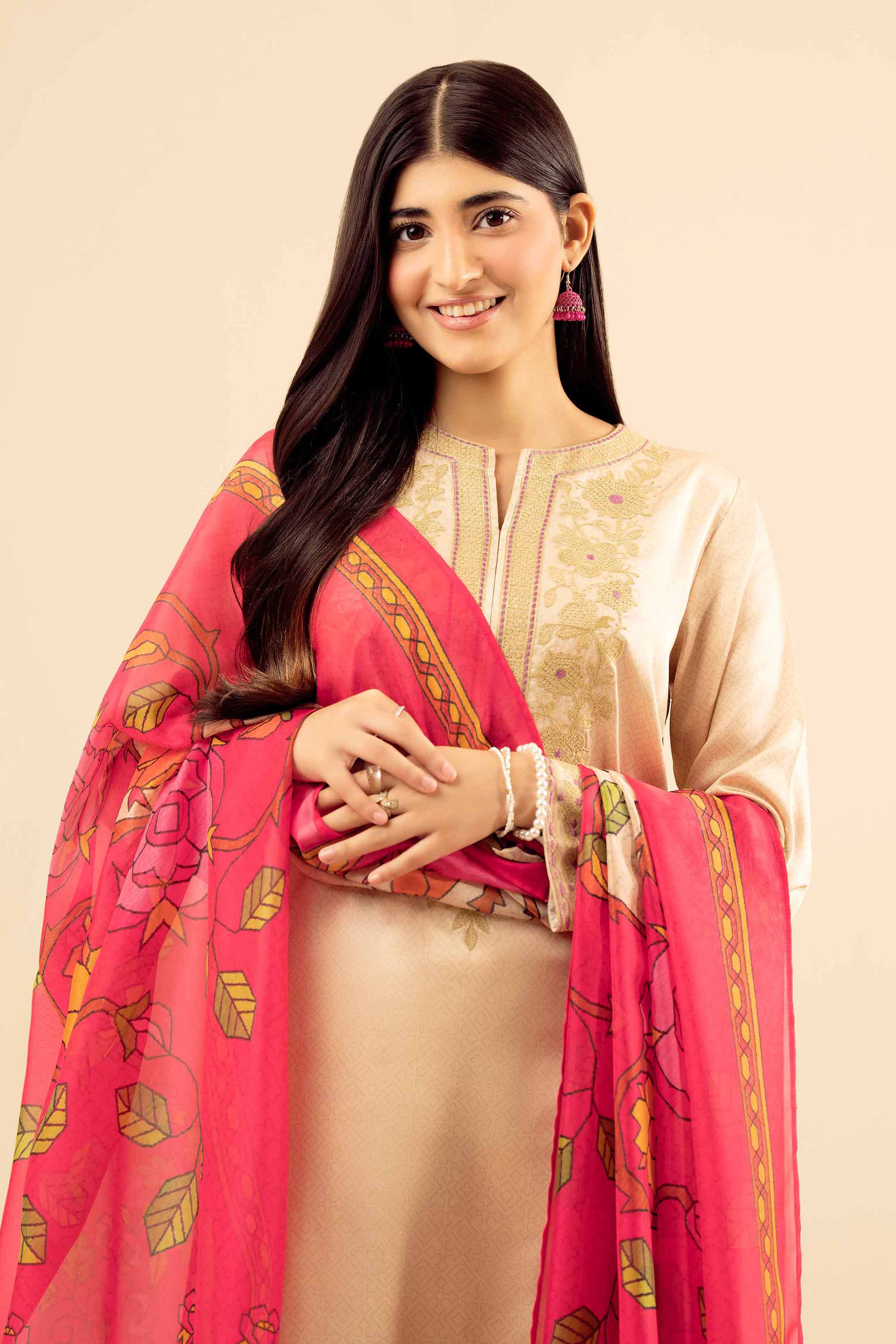 3 Piece - Printed Embroidered Suit - PW25-68 - Image 2