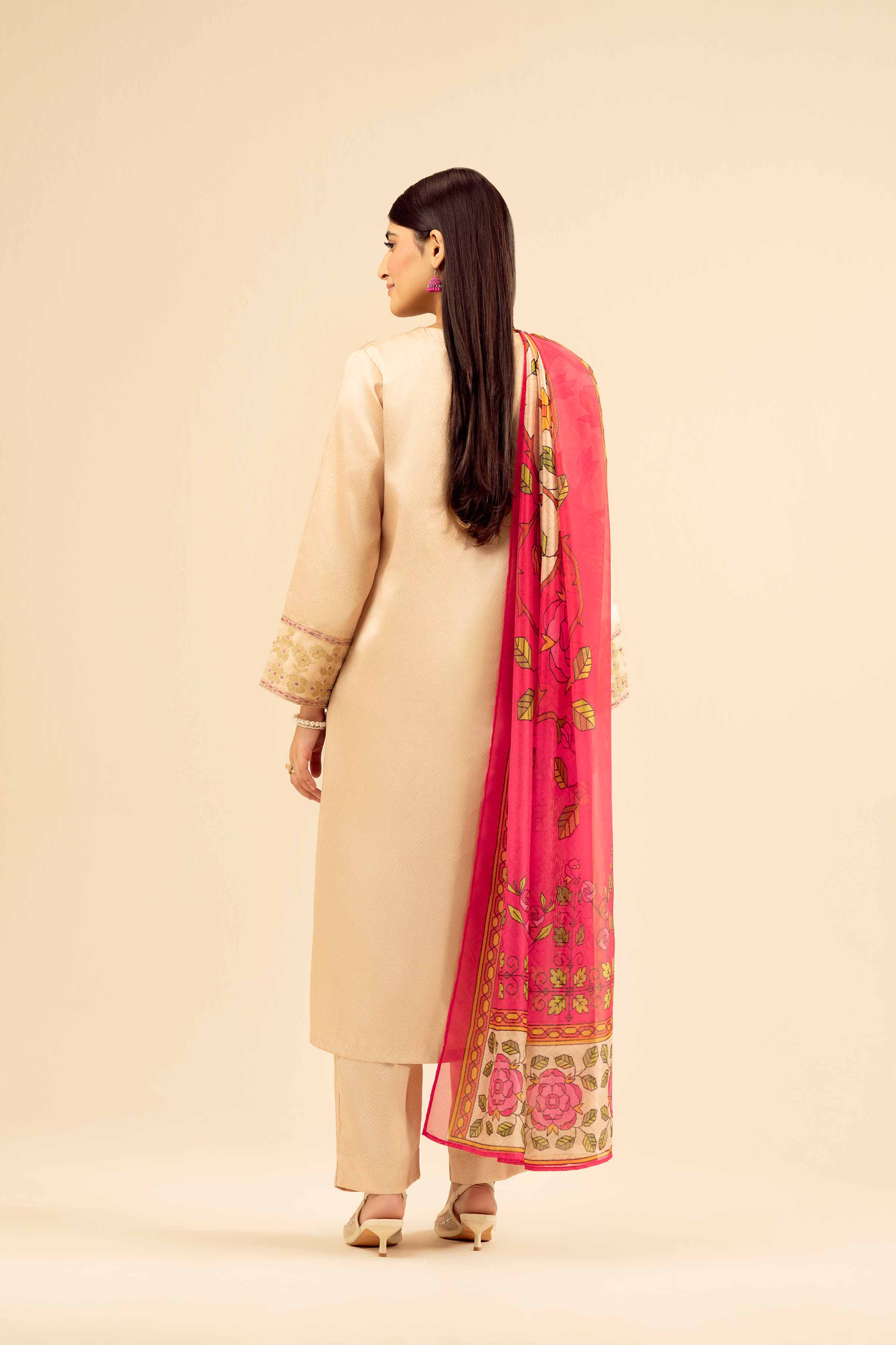 3 Piece - Printed Embroidered Suit - PW25-68 - Image 3